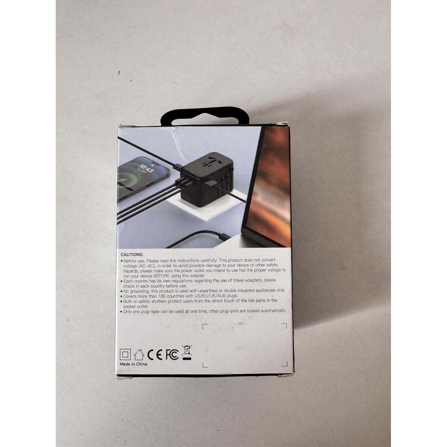 Adaptador de Viaje Internacional Huafeliz 120W 4USB-C 1USB-A