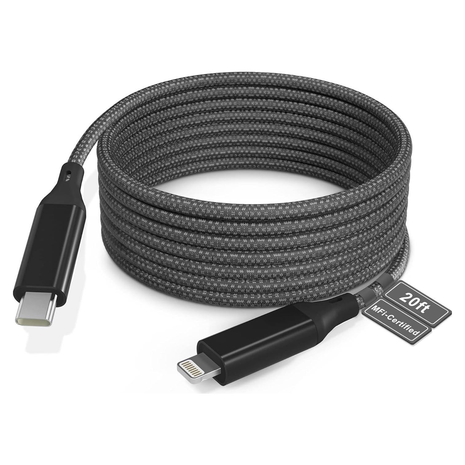 Cable USB C a Lightning Bawanfa 6M Carga Rápida MFi Certificado
