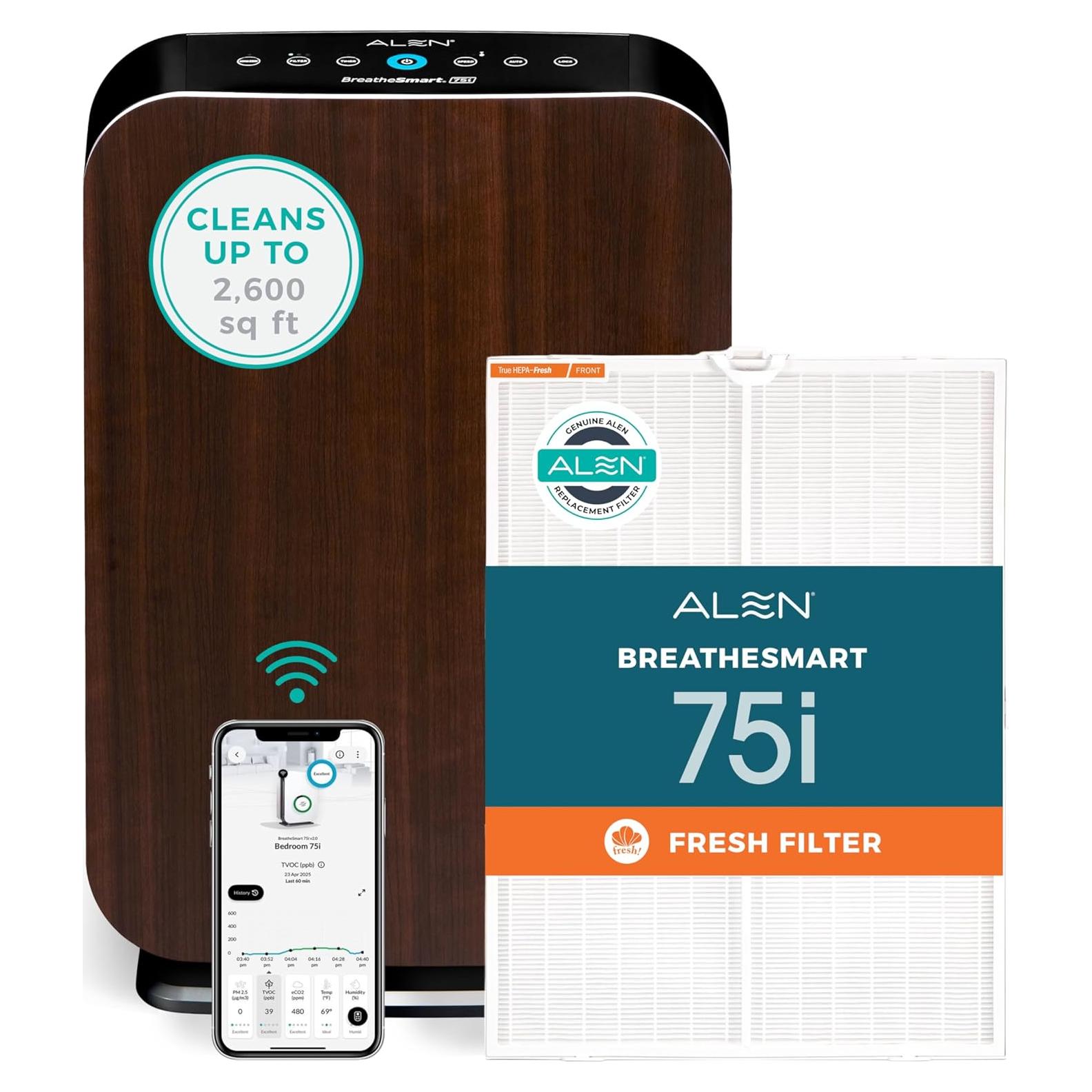 Purificador de Aire Alen BreatheSmart 75i HEPA para 260 m² - Espresso