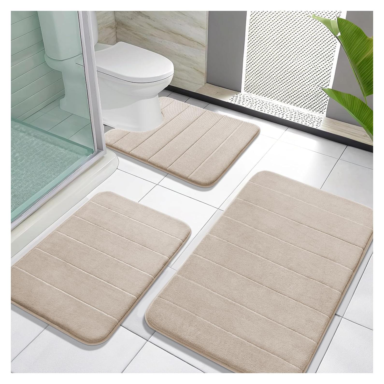 Conjunto de Alfombrillas de Baño Yimobra 3 Piezas Beige