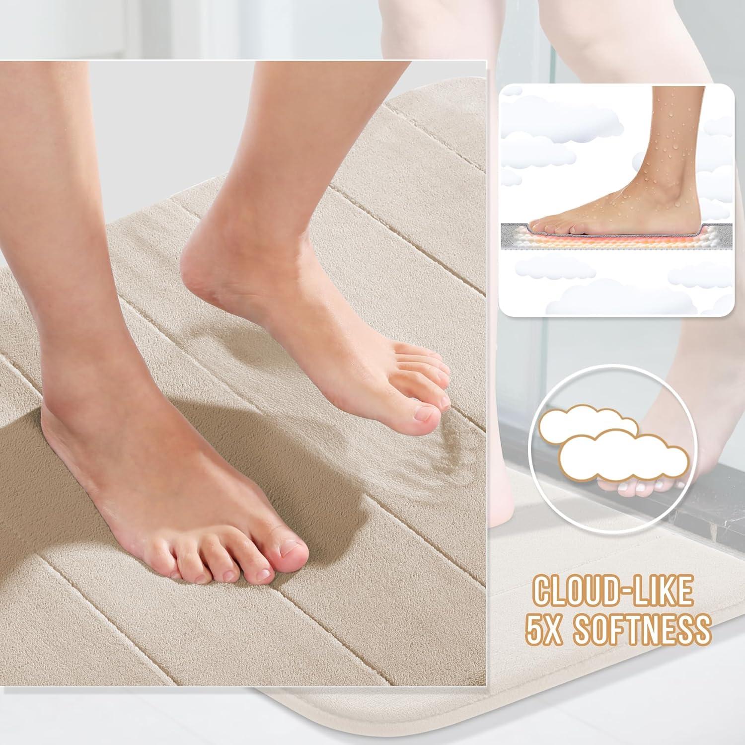 Conjunto de Alfombrillas de Baño Yimobra 3 Piezas Beige