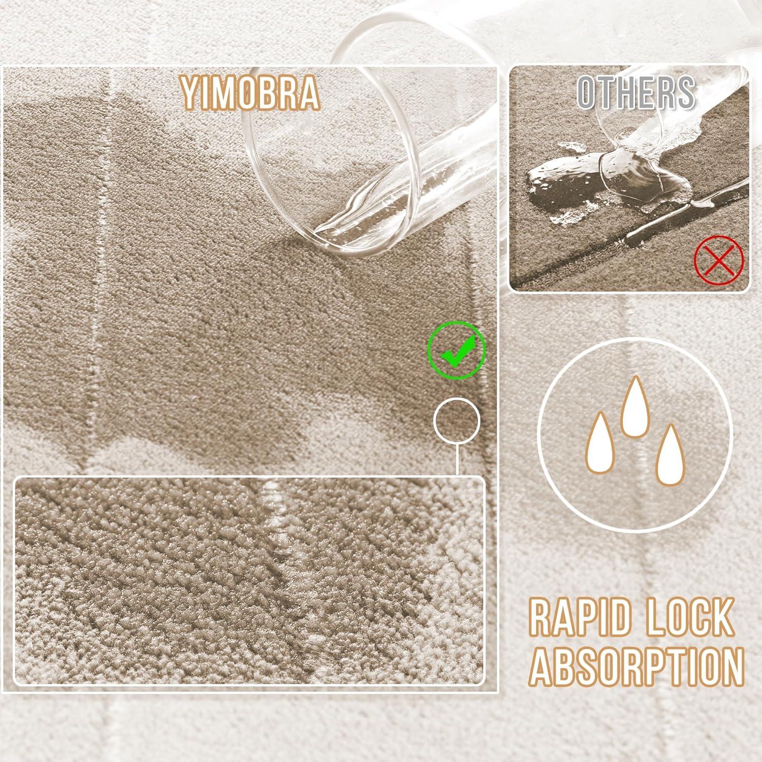 Conjunto de Alfombrillas de Baño Yimobra 3 Piezas Beige