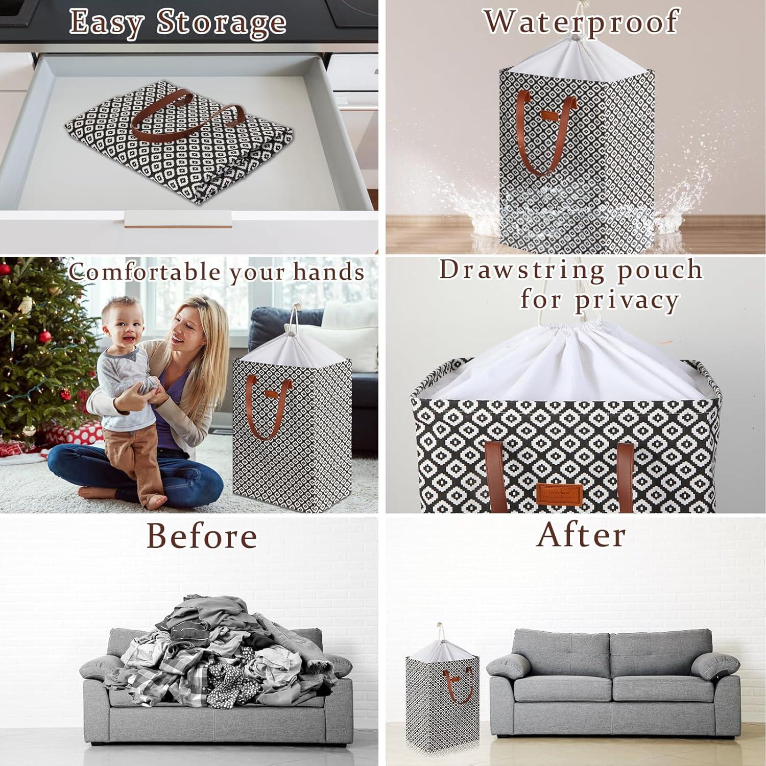 Cesta de Ropa Impermeable TeLUVHome 306L Plegable con Tapa