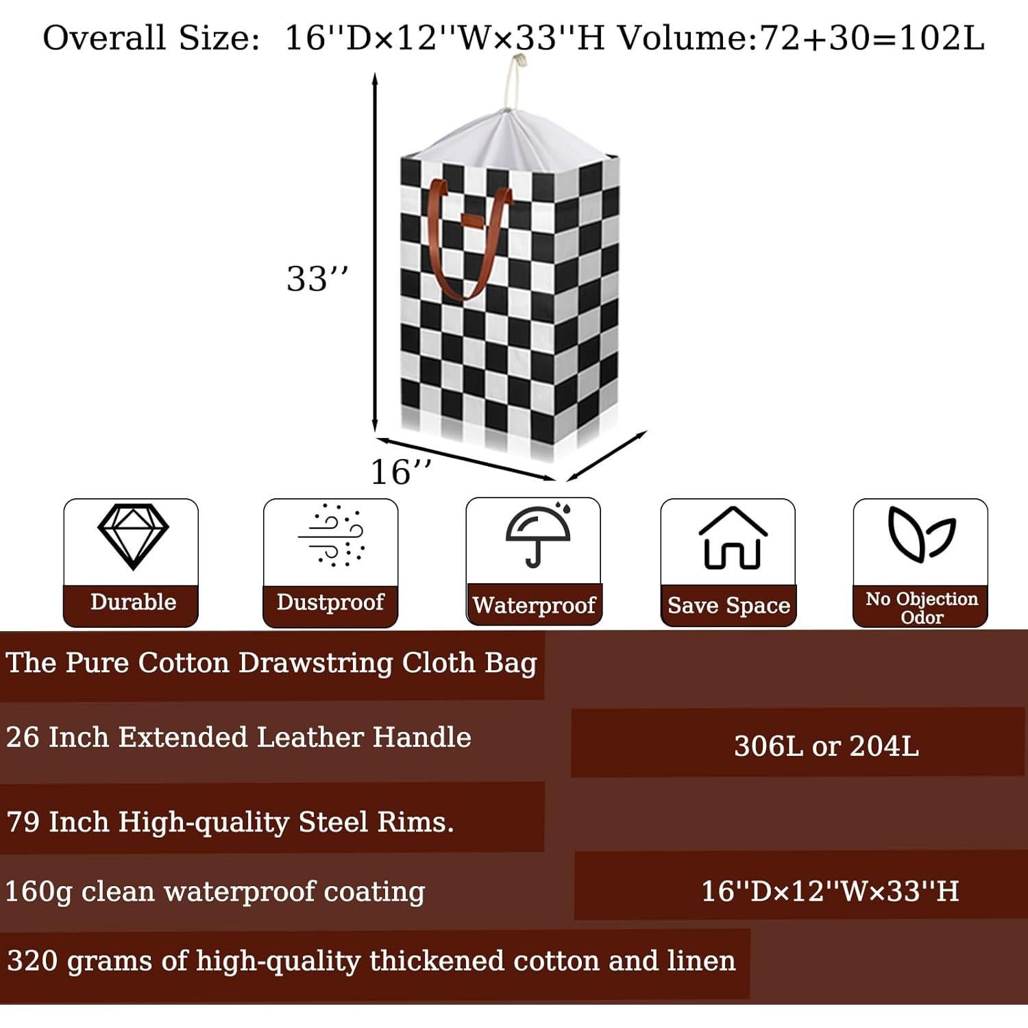 Cesta de Ropa Impermeable TeLUVHome 306L Plegable con Tapa