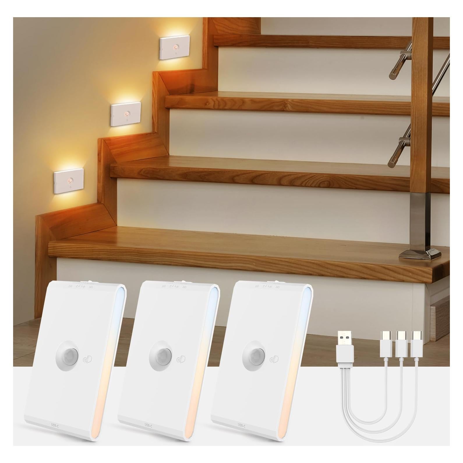 Luz Nocturna Recargable con Sensor de Movimiento Wowatt - 3 Paquetes