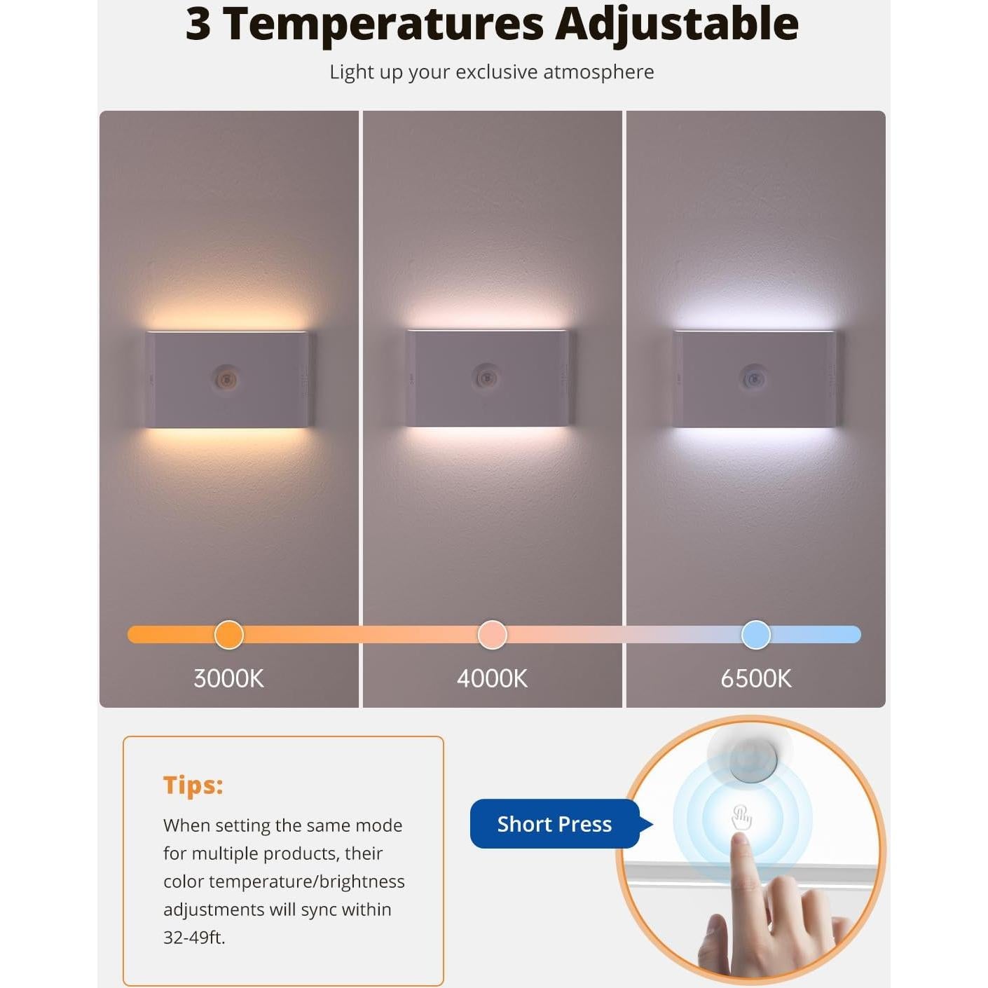 Luz Nocturna Recargable con Sensor de Movimiento Wowatt - 3 Paquetes
