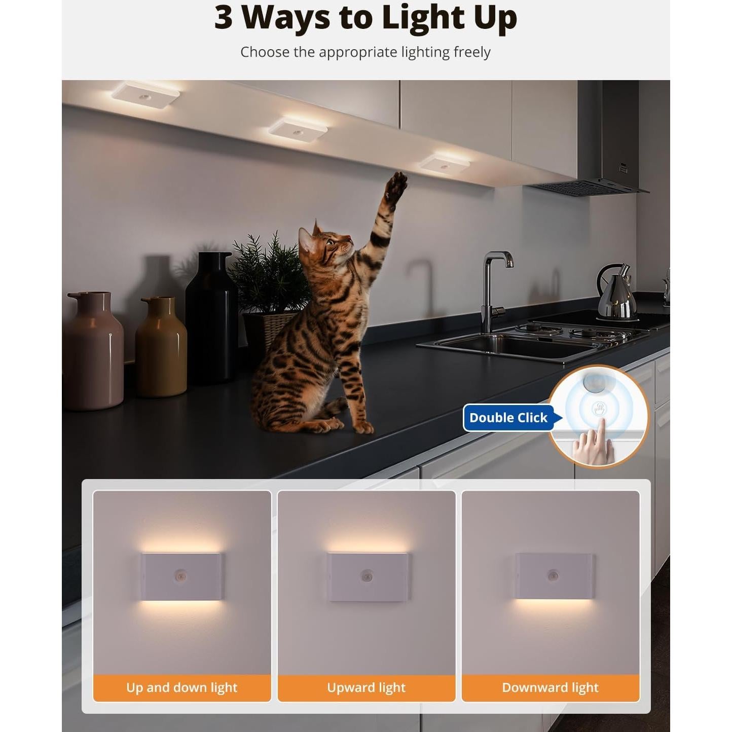 Luz Nocturna Recargable con Sensor de Movimiento Wowatt - 3 Paquetes