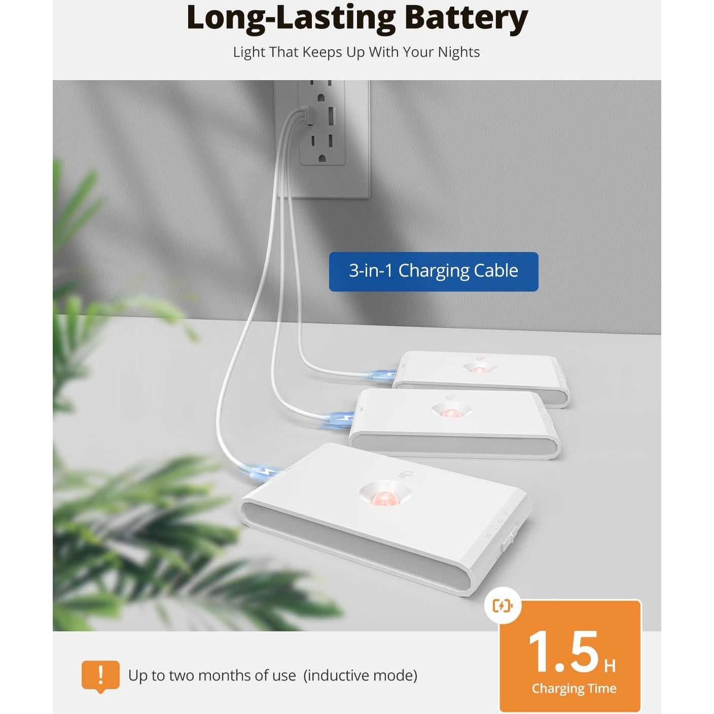 Luz Nocturna Recargable con Sensor de Movimiento Wowatt - 3 Paquetes