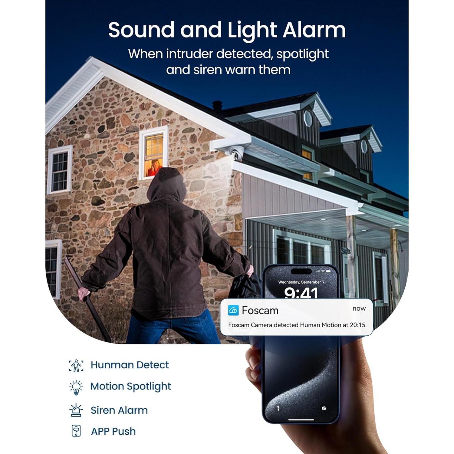 Cámara de Seguridad FOSCAM T5EP 5MP IP66 con IA y Visión Nocturna