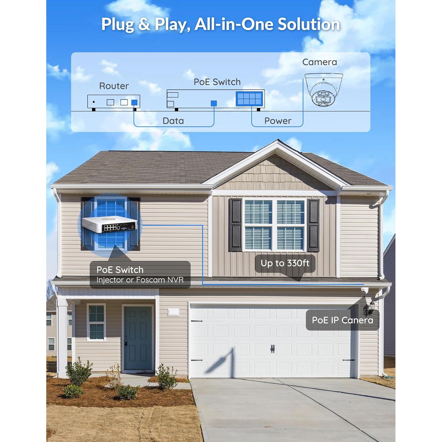 Cámara de Seguridad FOSCAM T5EP 5MP IP66 con IA y Visión Nocturna