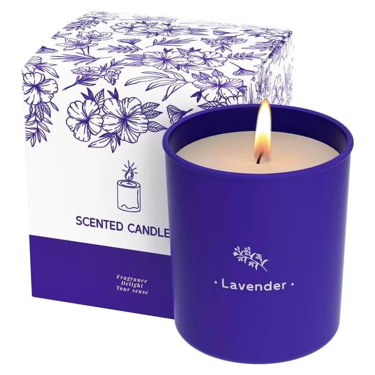 Vela Aromática de Lavanda TranquilBliss 227g en Tarro Morado