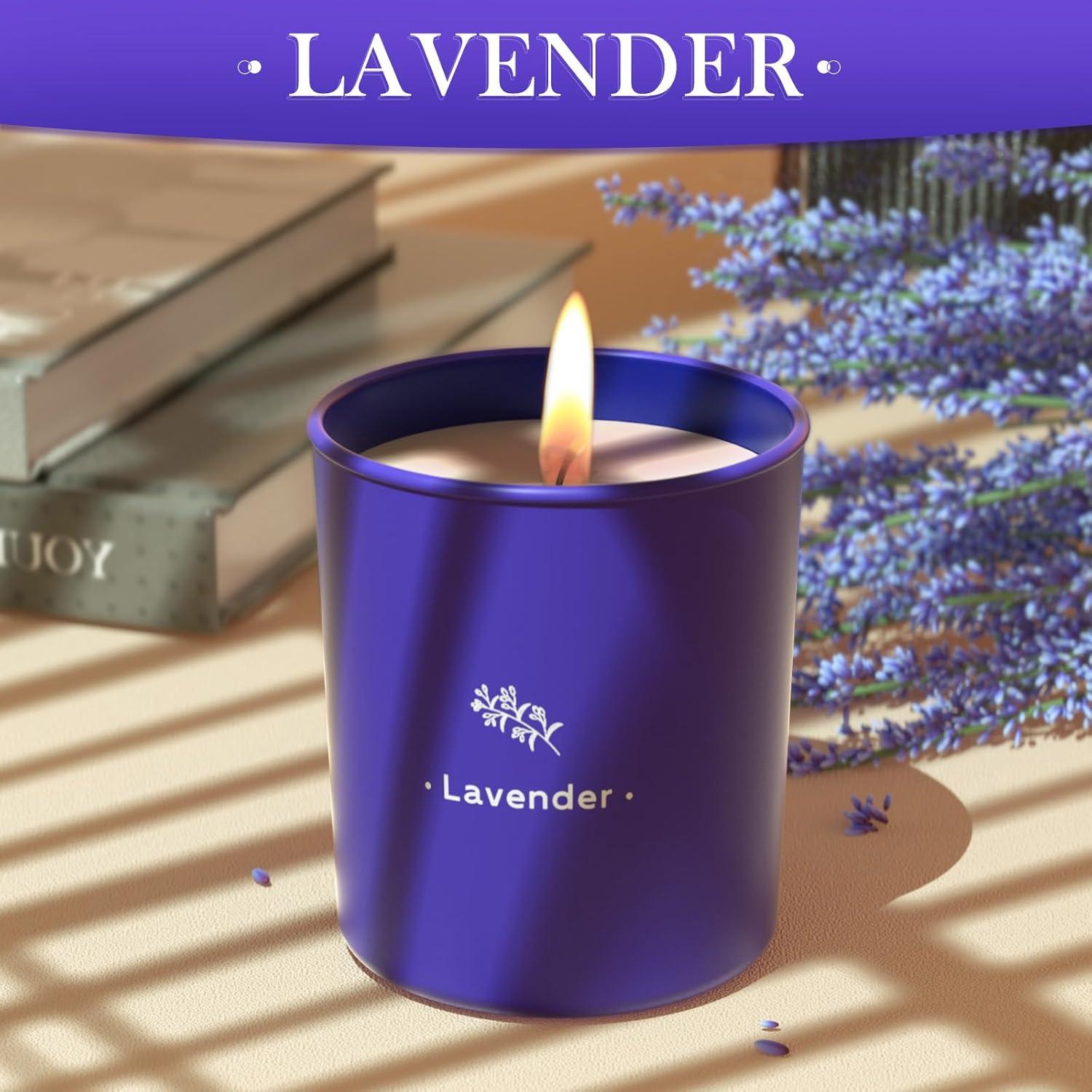 Vela Aromática de Lavanda TranquilBliss 227g en Tarro Morado