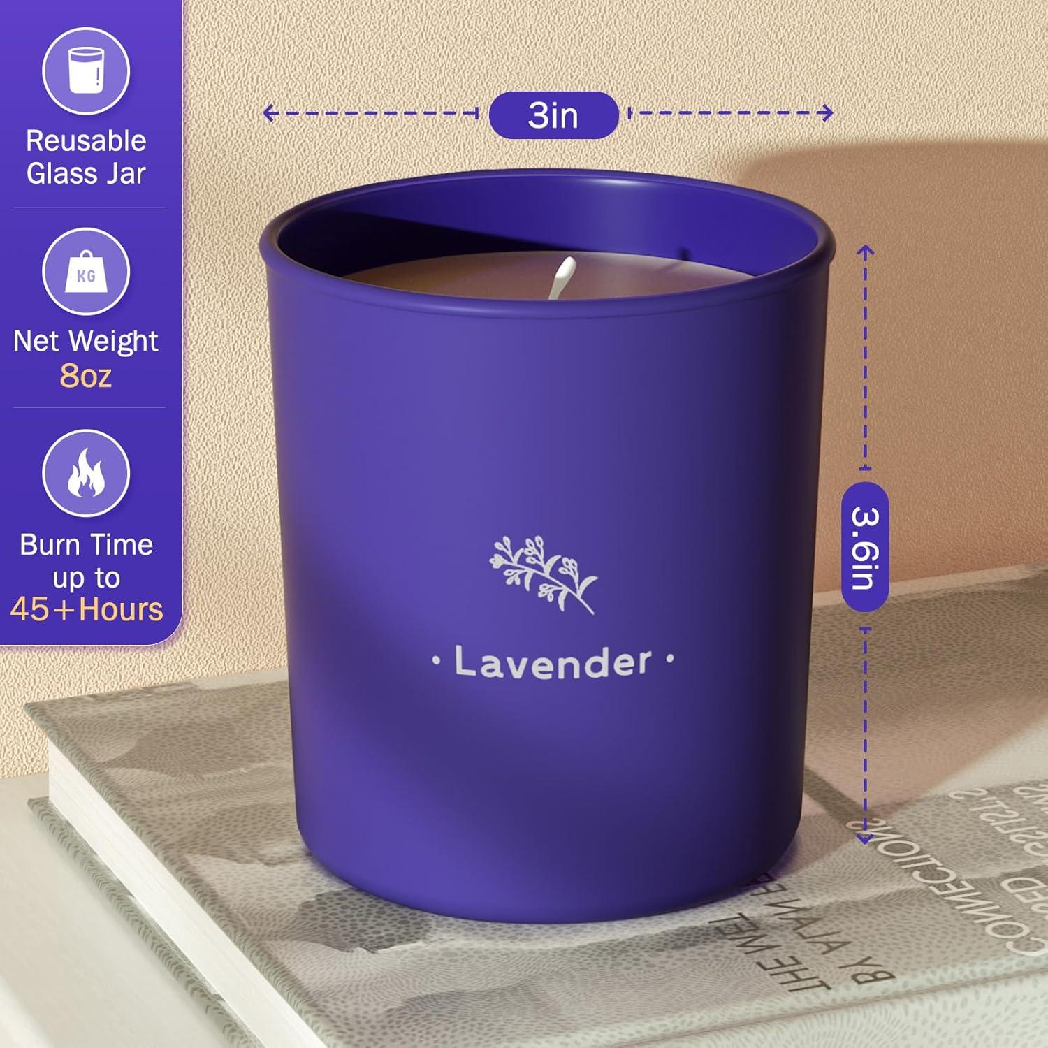 Vela Aromática de Lavanda TranquilBliss 227g en Tarro Morado