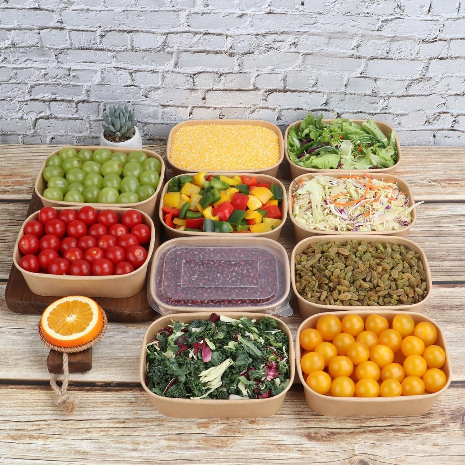 Tazones de papel Kraft desechables 22 oz - Paquete 50 unidades