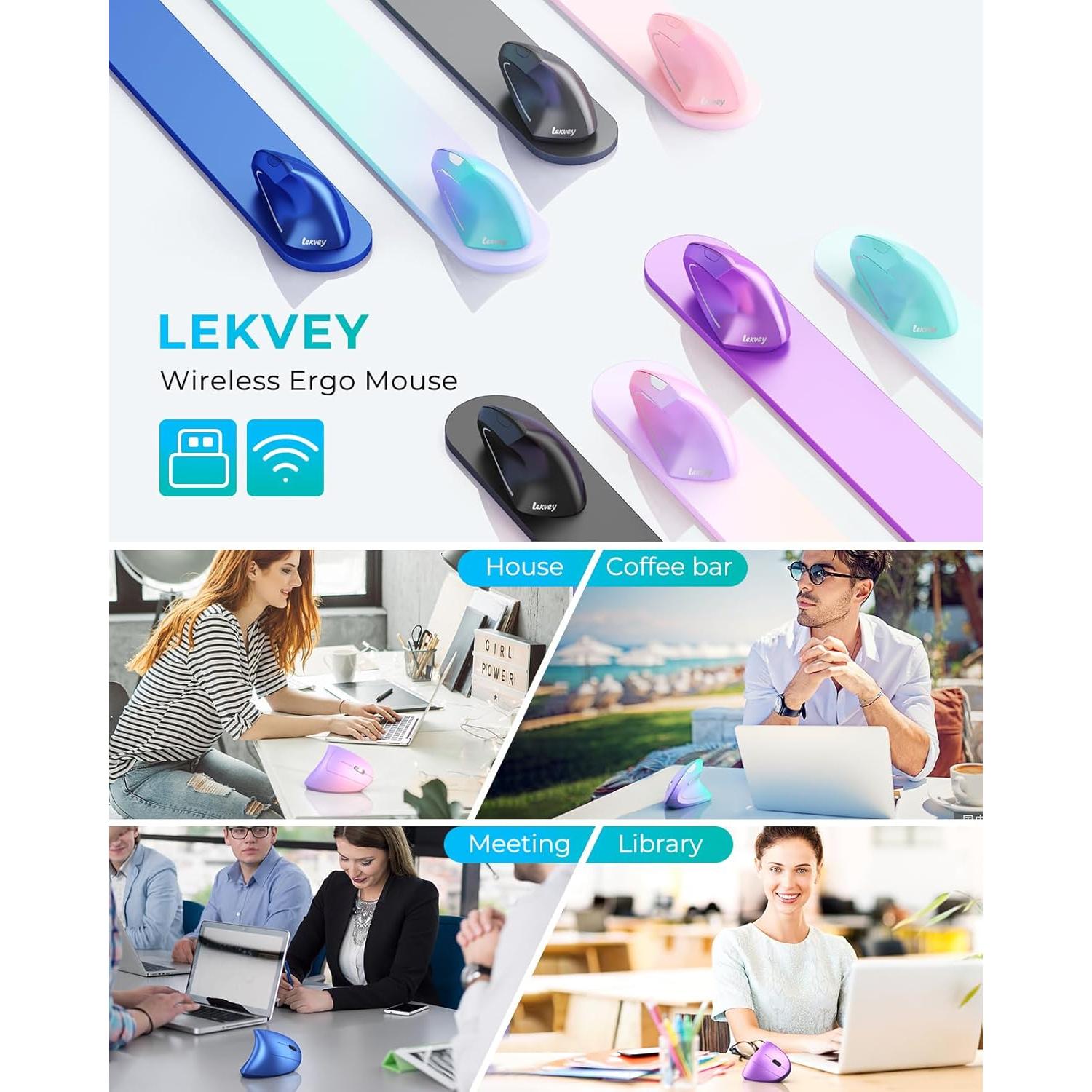 Ratón Ergonómico Lekvey XC05-B Inalámbrico Negro 600mAh