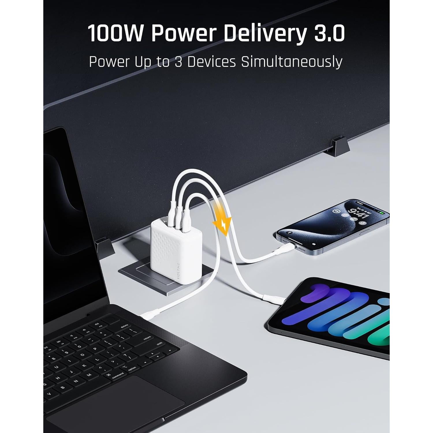 Cargador de Pared USB C VOLTME 100W GaN III 3 Puertos