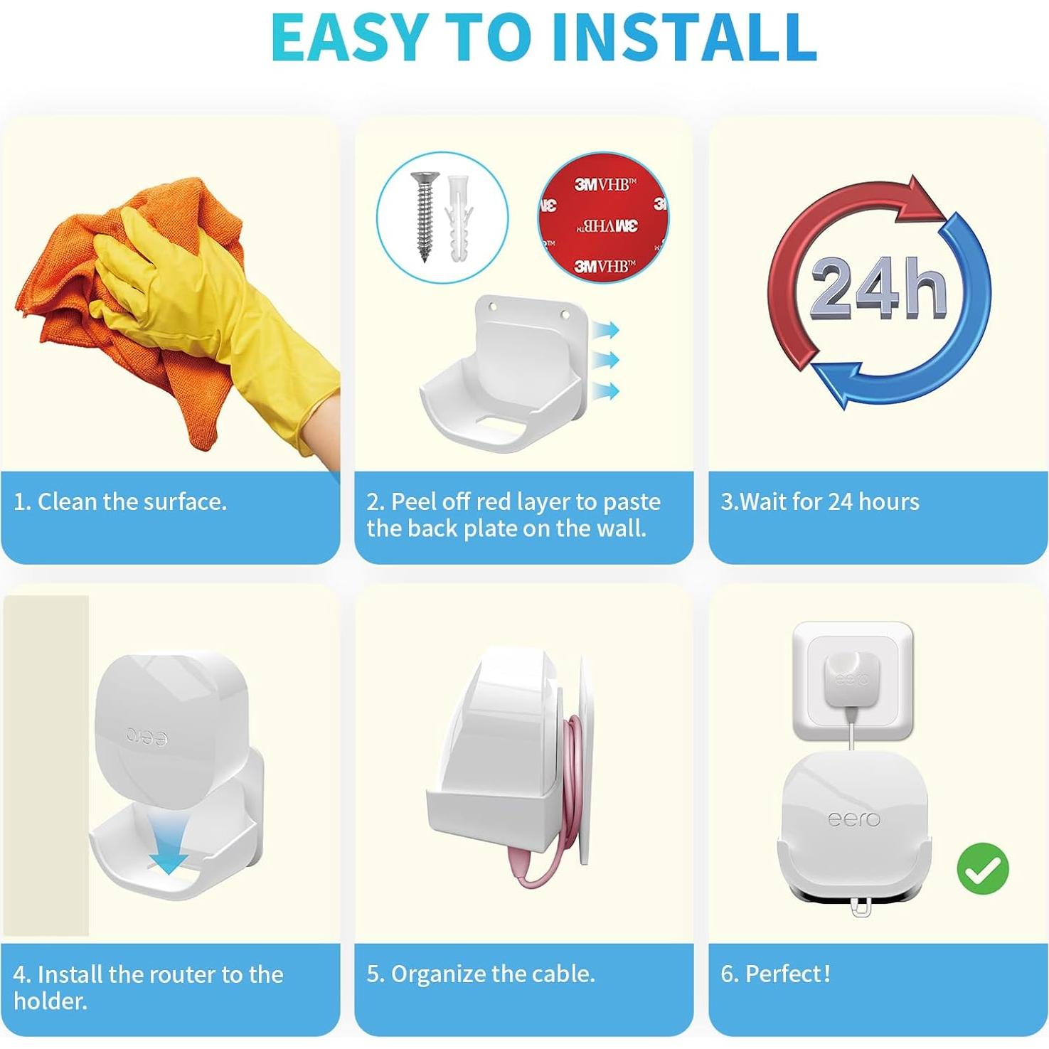 Soporte de Montaje en Pared Sootozy para eero 6 Plus - 2 Piezas