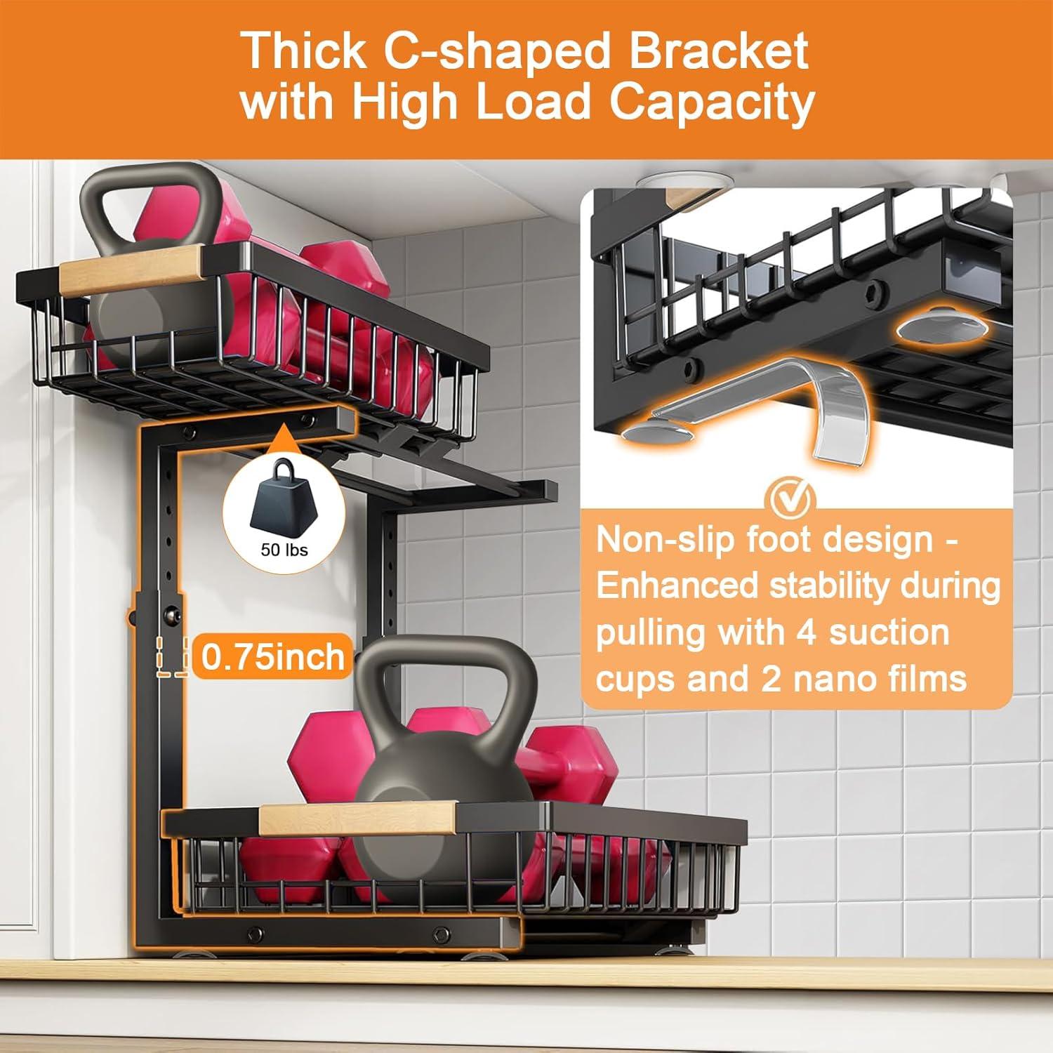 Organizador Bajo Fregadero GREAPA Ajustable 2 Niveles Metal Negro