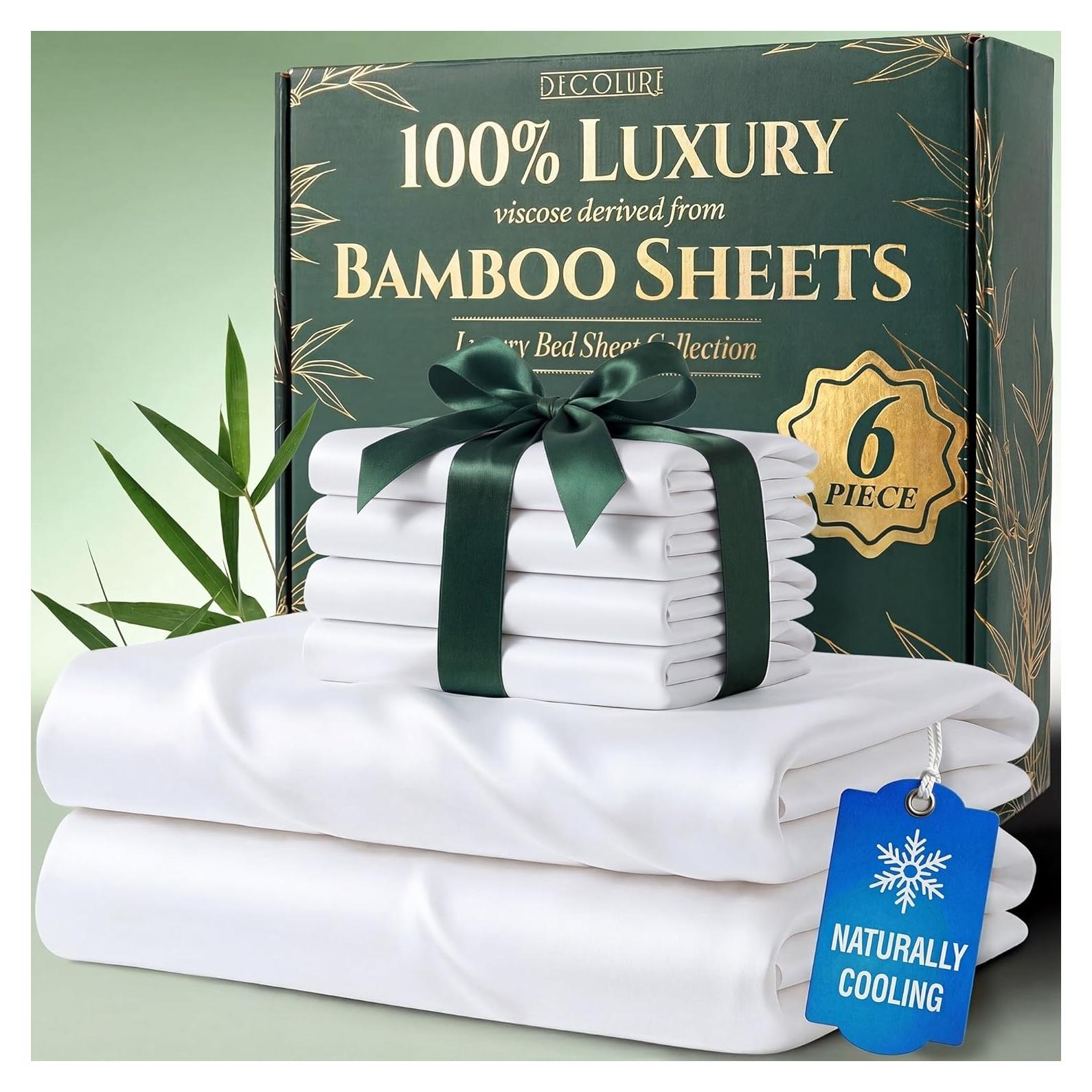 Juego de Sábanas King DECOLURE 100% Viscosa Bambú 6 Piezas