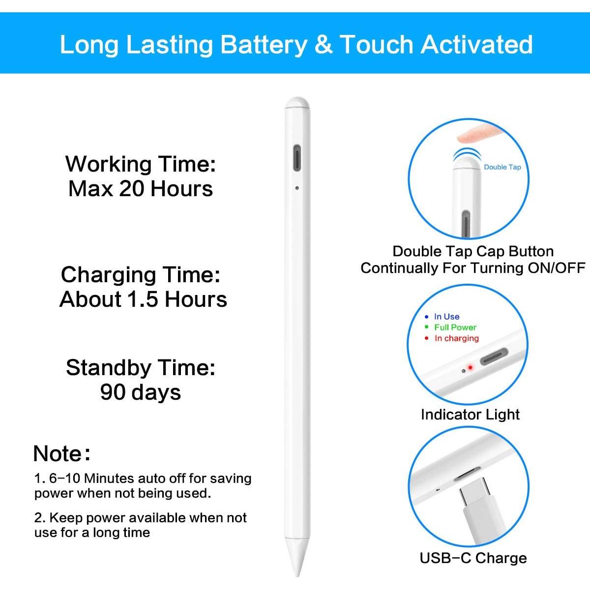 Lápiz Stylus YottnDirect para iPad 10.9" Rechazo de Palma