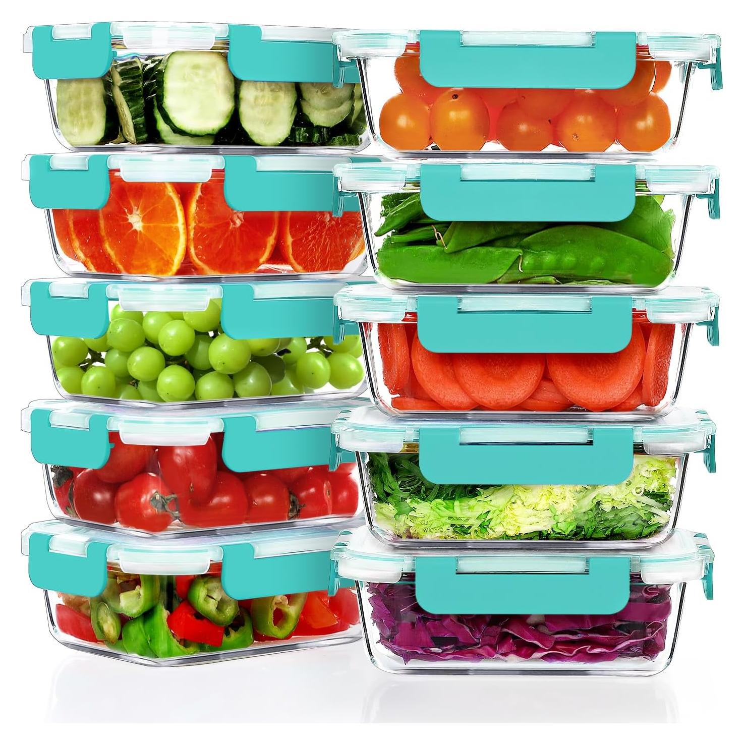 10 Contenedores de Vidrio Herméticos VERONES 625ml Verde