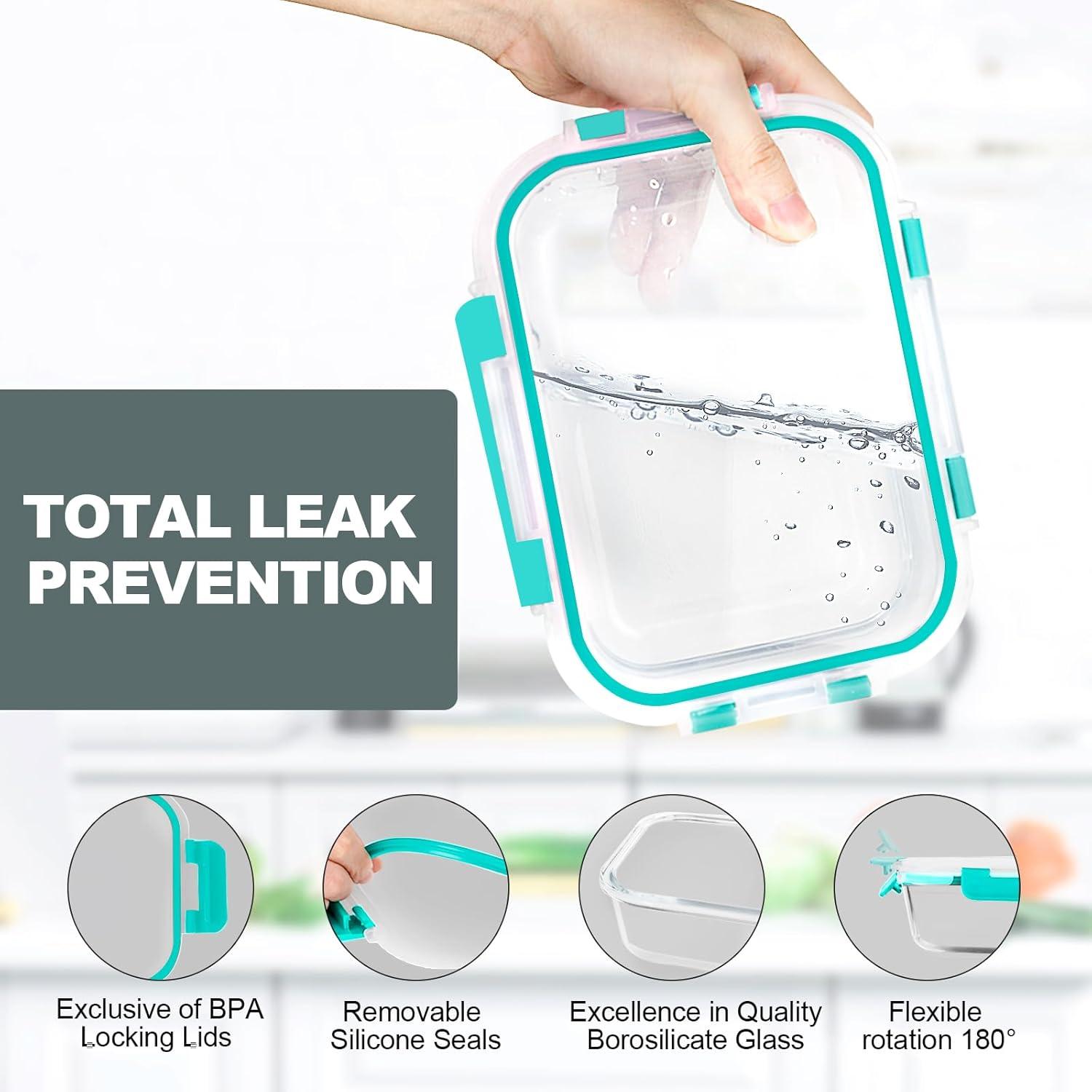 10 Contenedores de Vidrio Herméticos VERONES 625ml Verde