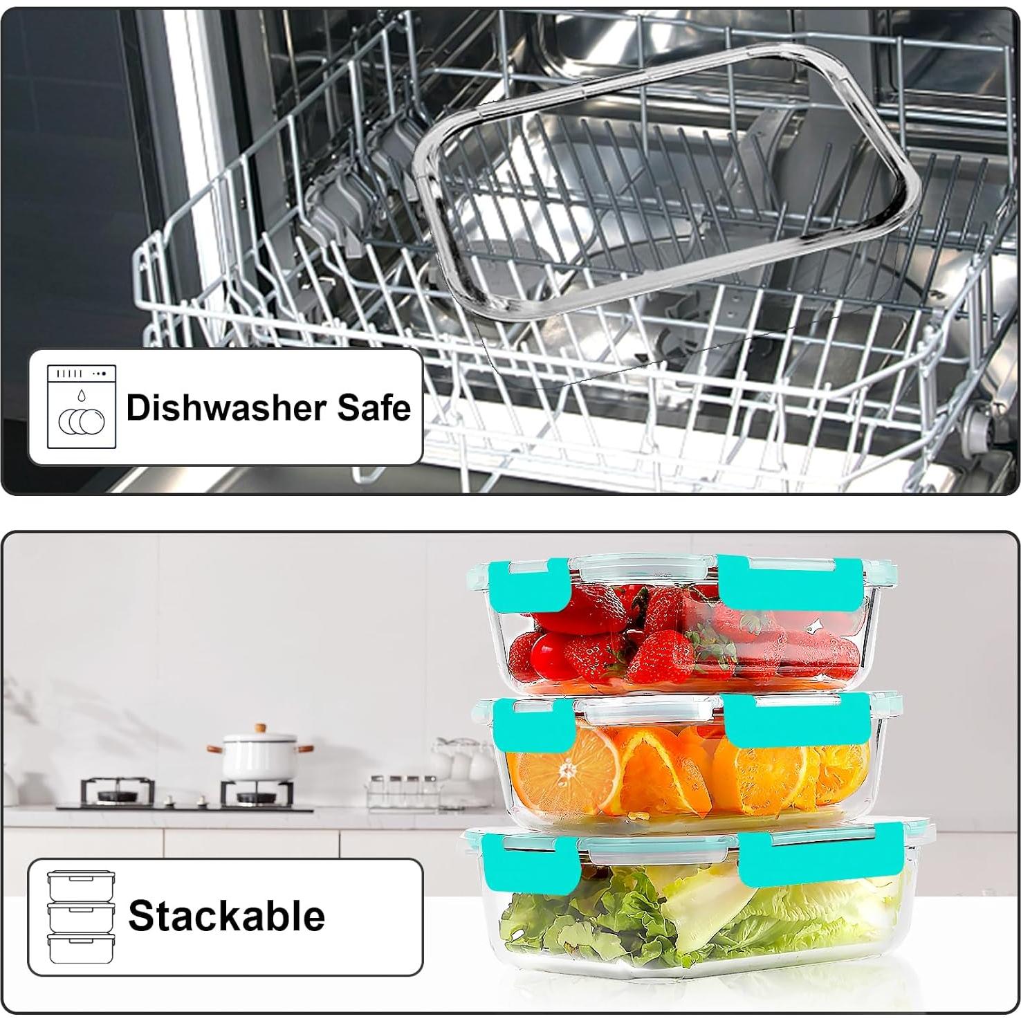 10 Contenedores de Vidrio Herméticos VERONES 625ml Verde