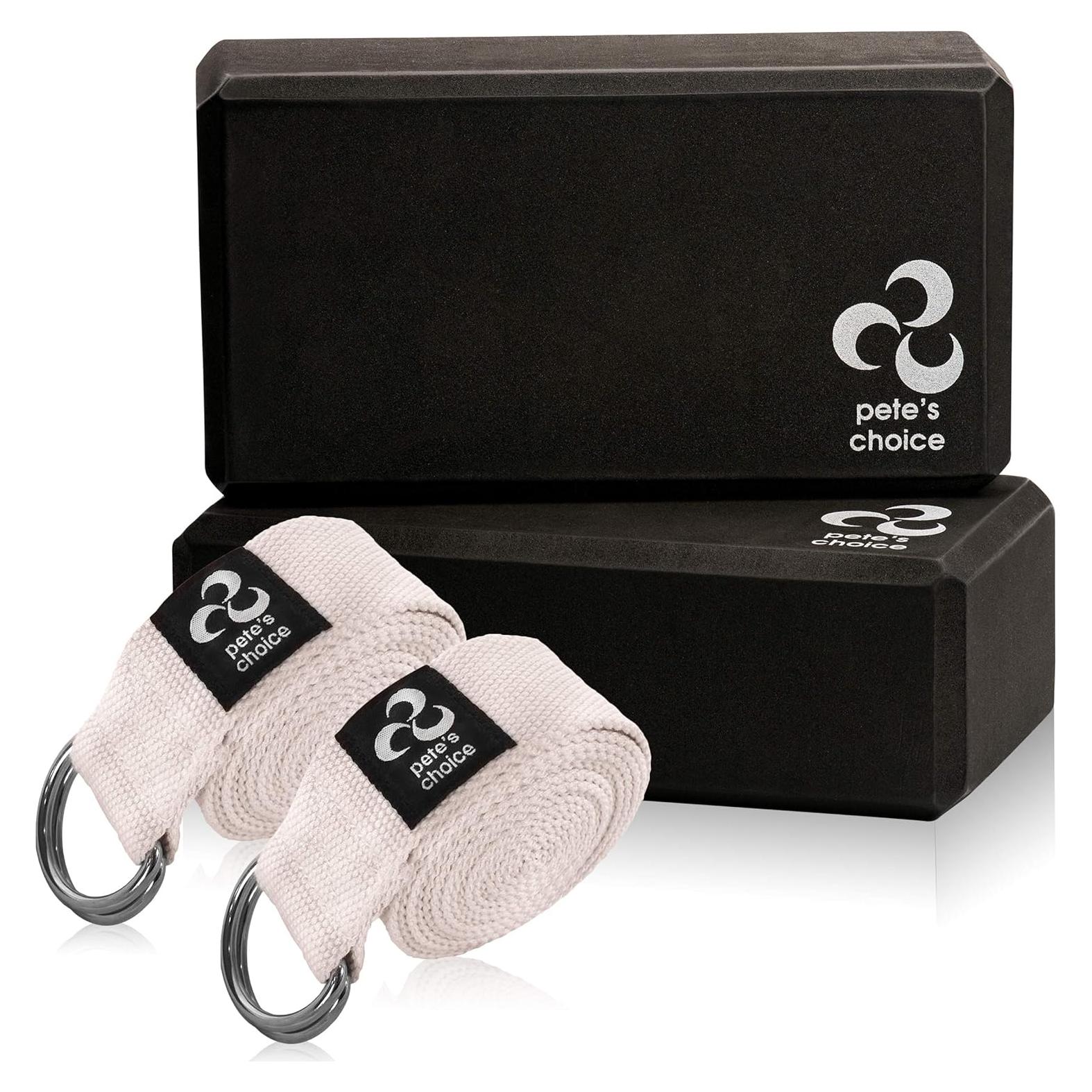 Kit de Yoga Pete's Choice: 2 Correas Ajustables + 2 Bloques