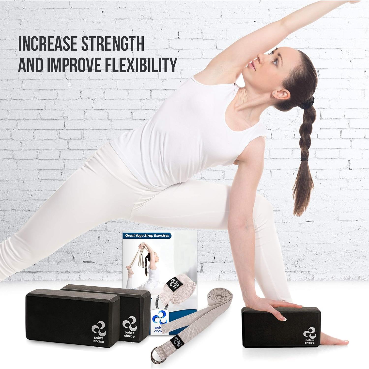 Kit de Yoga Pete's Choice: 2 Correas Ajustables + 2 Bloques