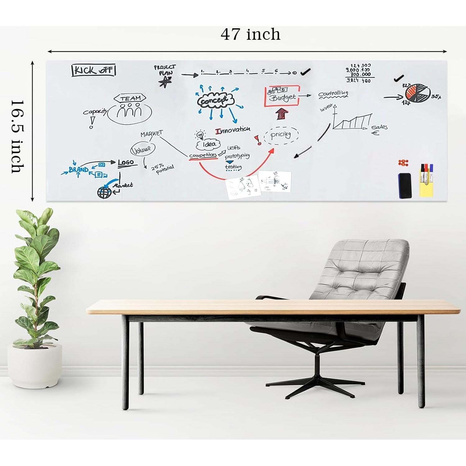 Pegatina de Pizarra Blanca Magnética Adhesiva 120x42 cm ZNCMRR