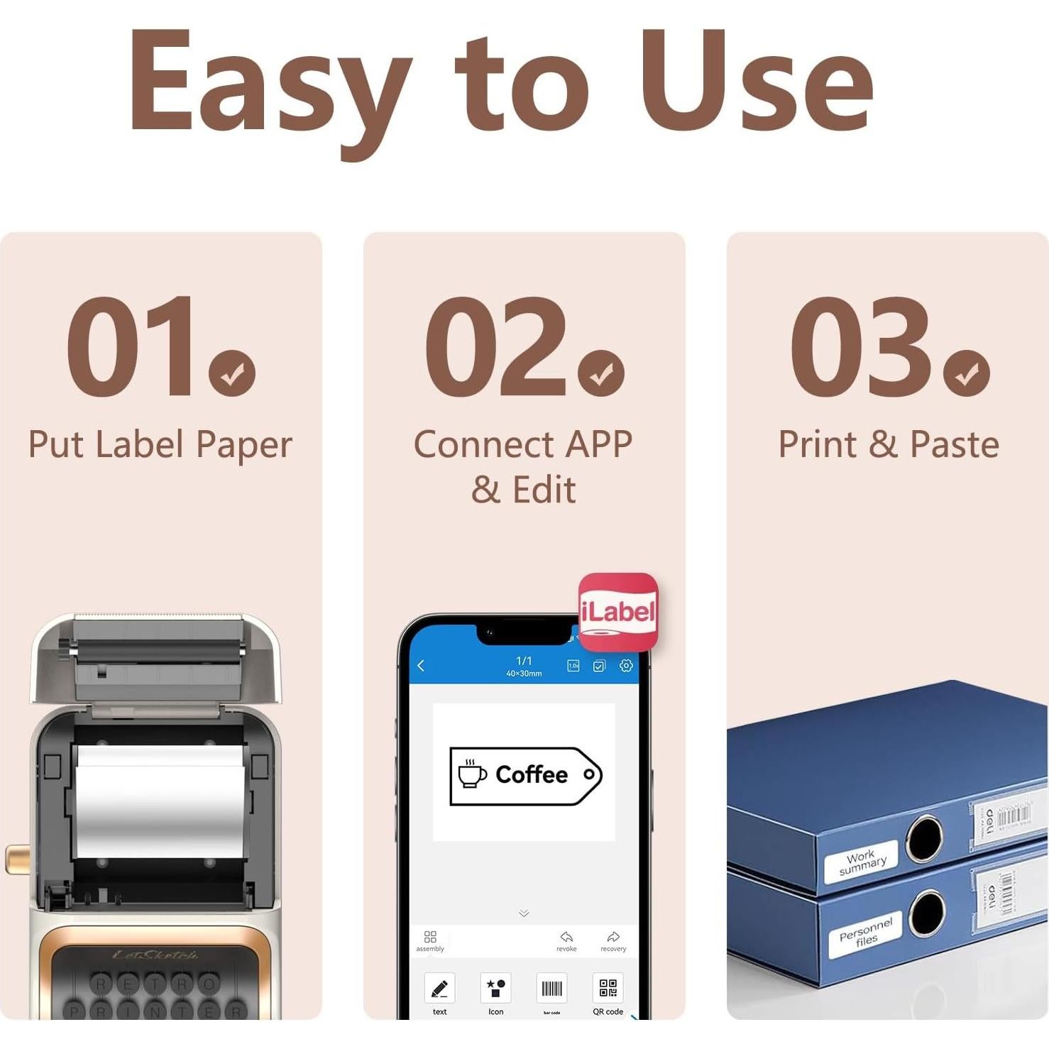 Impresora de Etiquetas Térmica Portátil Prievou WP - 50x30mm