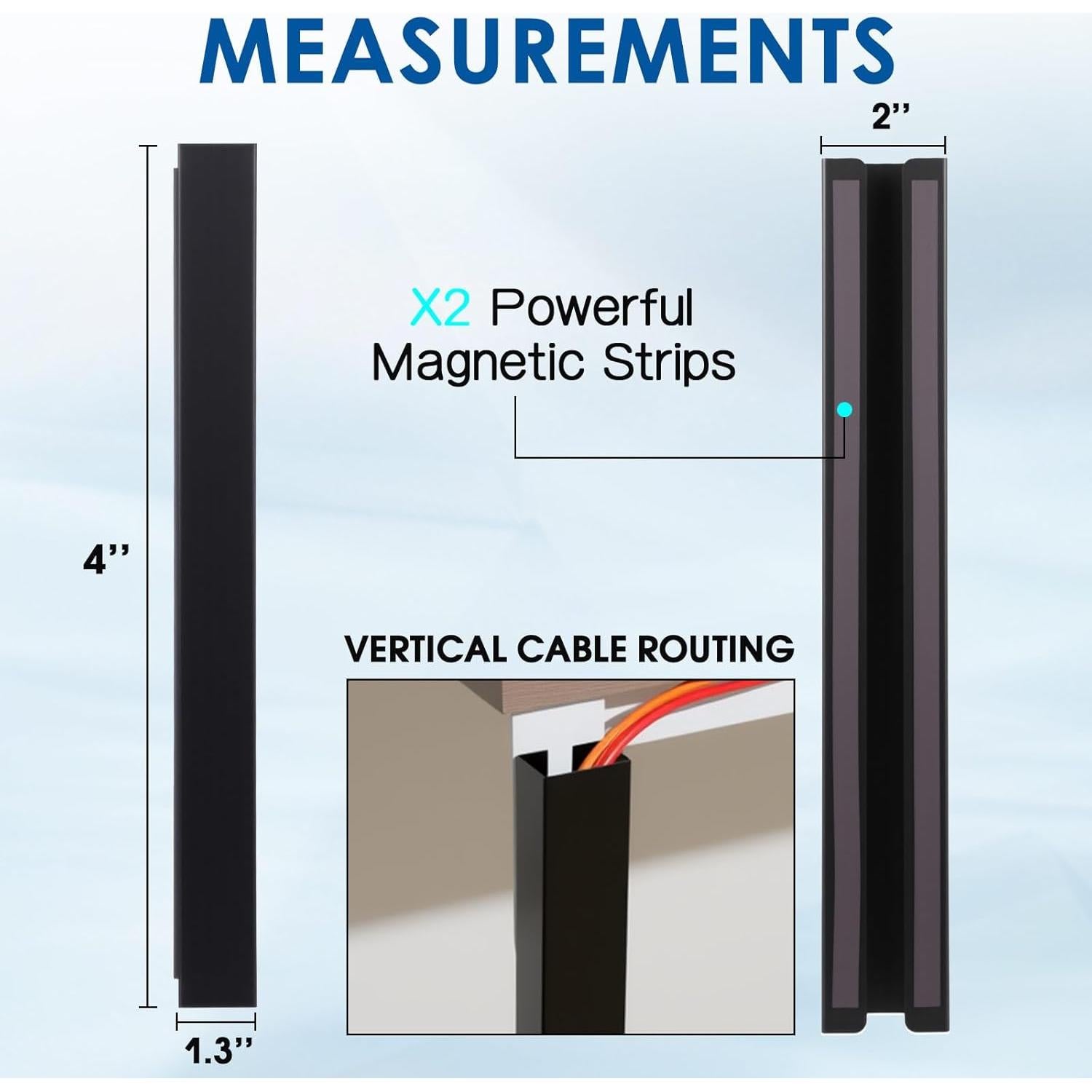 Canal de Gestión de Cables Magnético Blulu 35.56 cm Negro - 2 Piezas