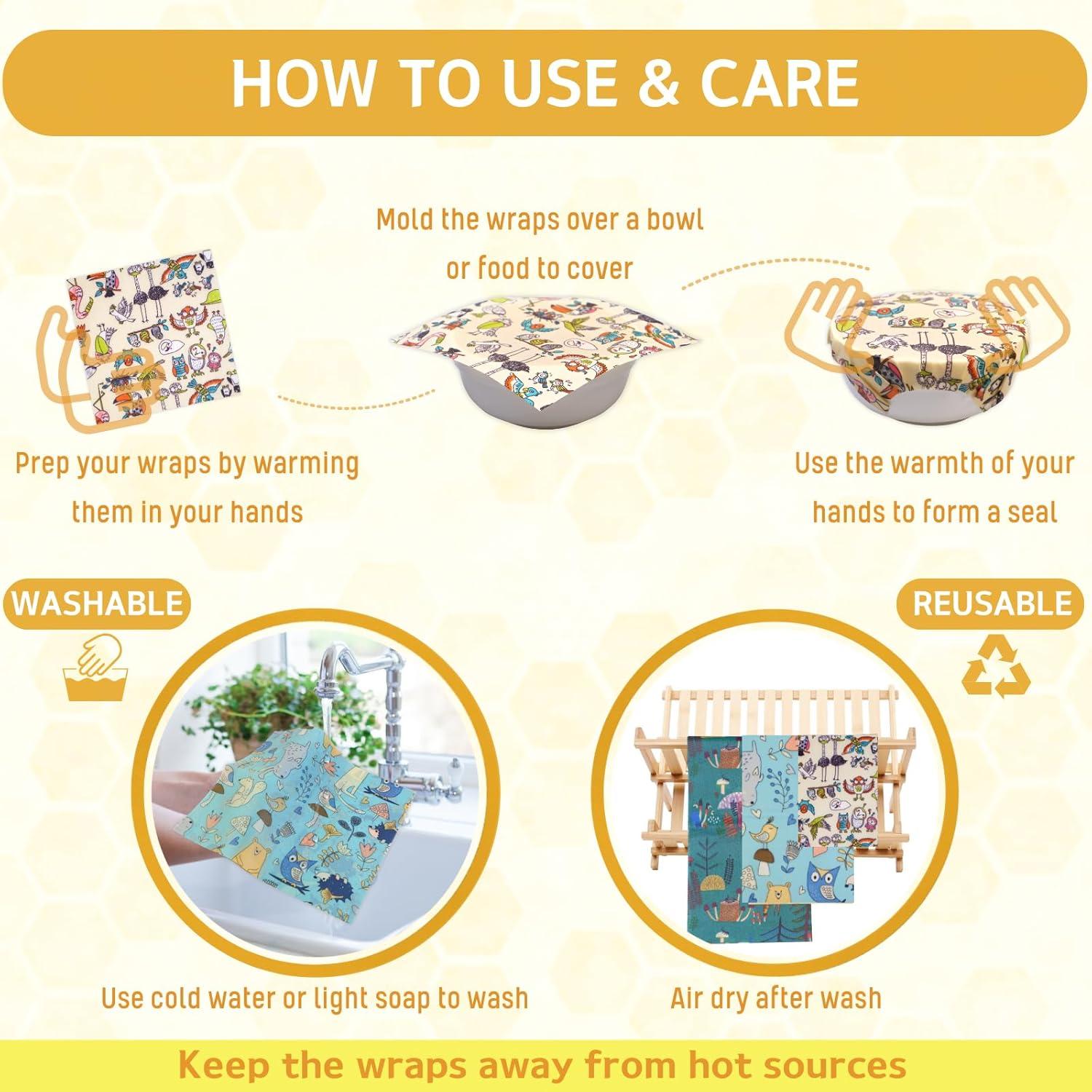 Envolturas de Cera de Abeja Reutilizables BYTTME - 9 Piezas