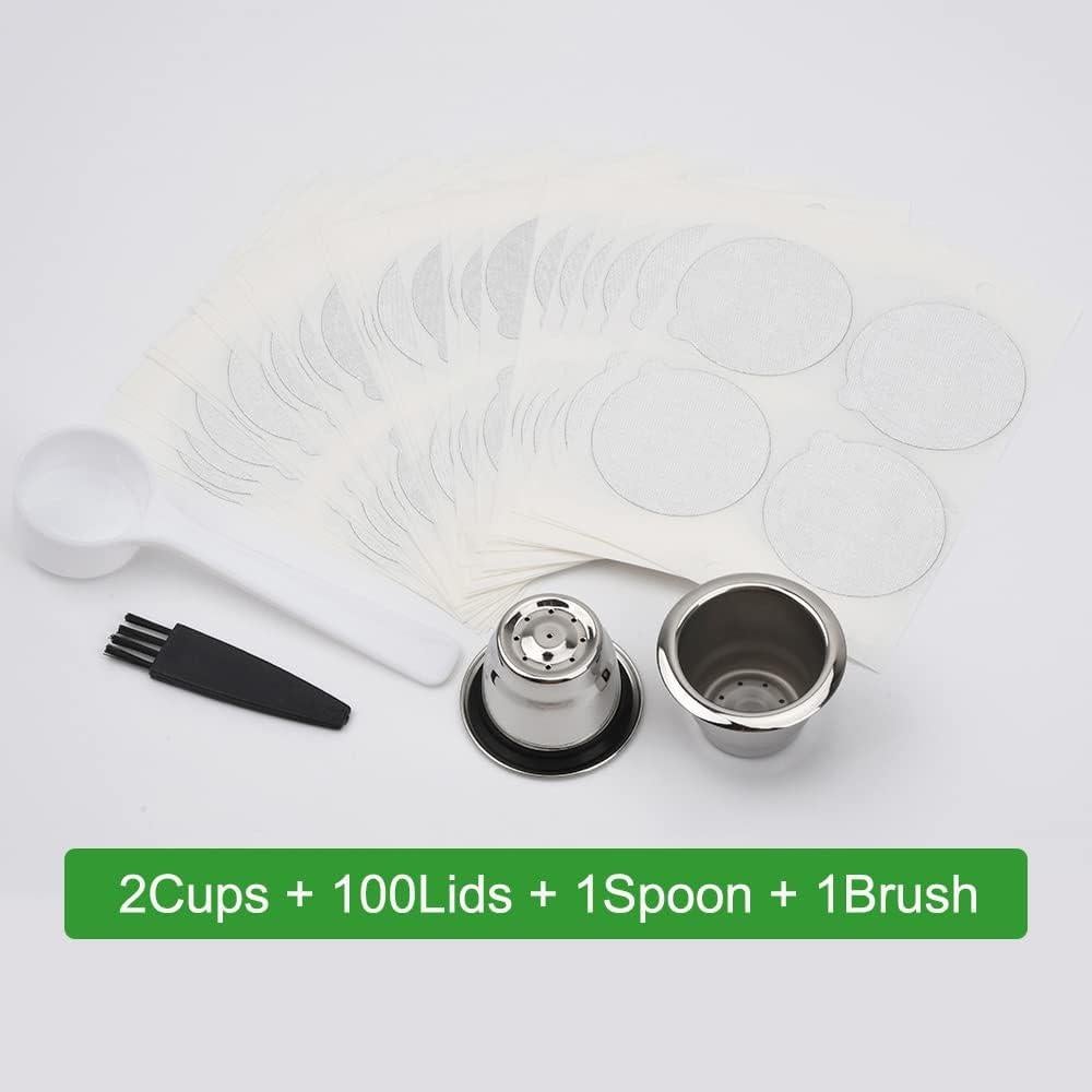 Cápsulas de Café Reutilizables PHMEZLF 2 Tazas + 100 Tapas