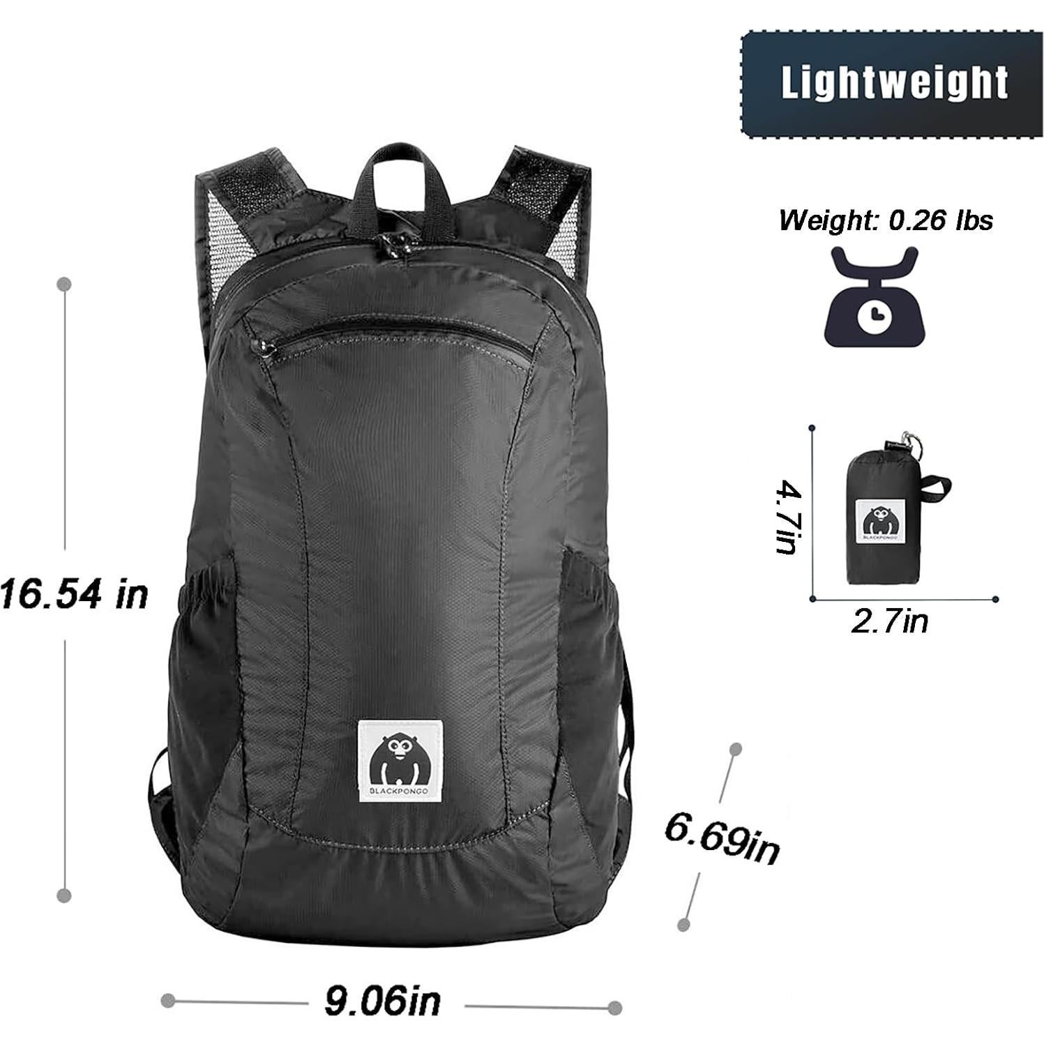Mochila Plegable 18L Blackpongo Negra Resistente al Agua