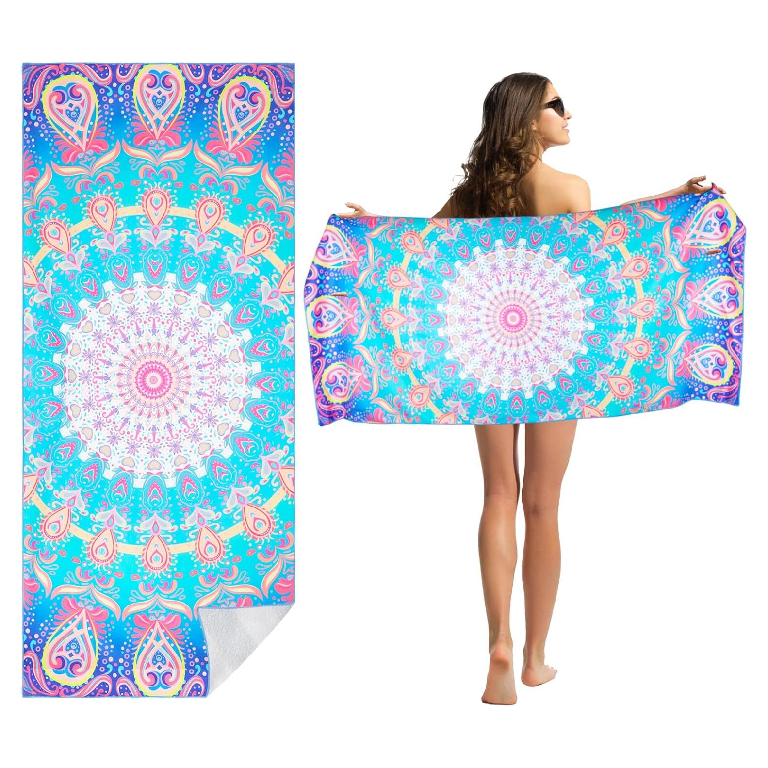 Toalla de Playa Microfibra CCILAND 180x81cm Colorido Secado Rápido