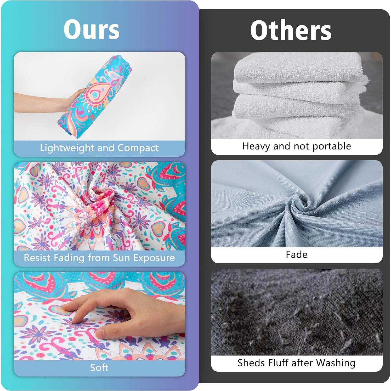 Toalla de Playa Microfibra CCILAND 180x81cm Colorido Secado Rápido