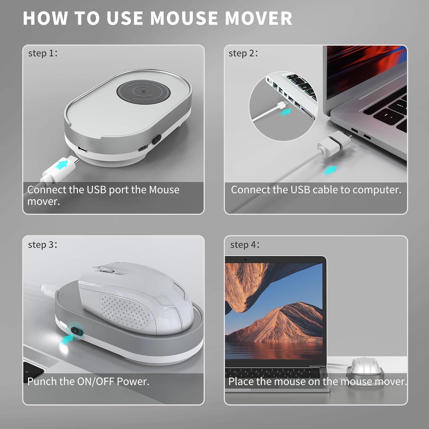 Mouse Jiggler Jerryrun Plata - Dispositivo Indetectable USB