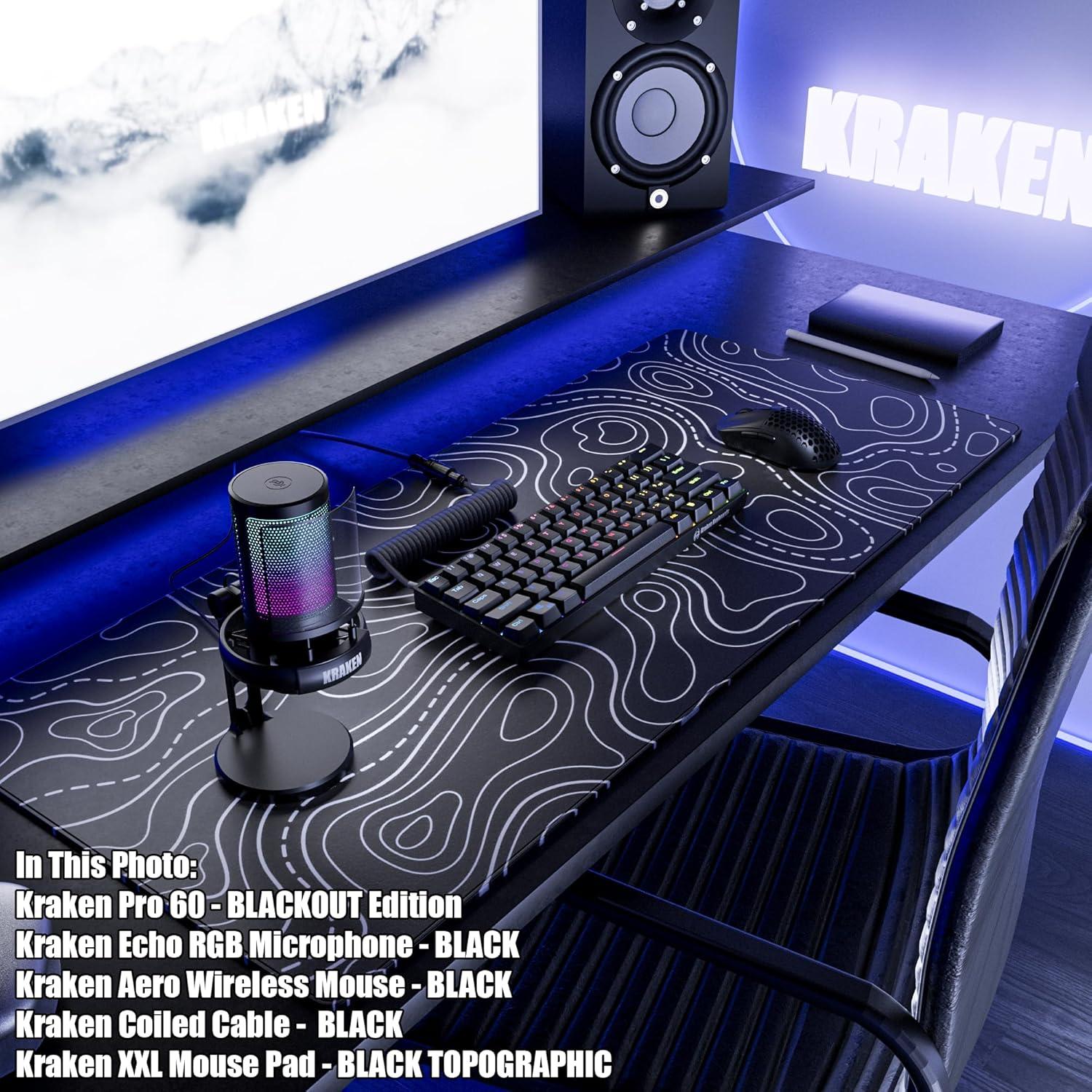 Alfombrilla de Ratón Kraken XXL Topográfica Negra 900mm x 400mm