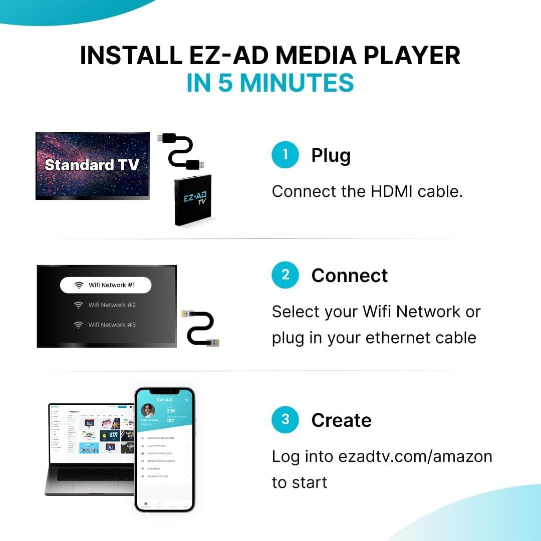 Reproductor de Señalización Digital EZ-AD F3 4K con Plan Gratuito