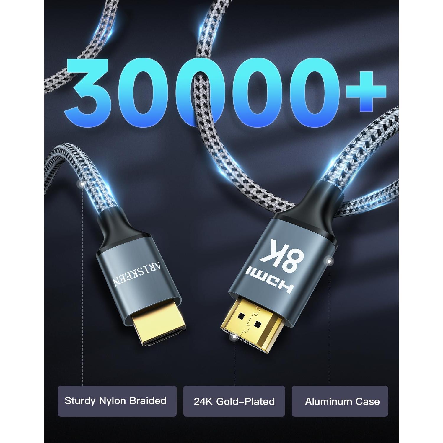 Cable HDMI 8K ARISKEEN 15.24m 48Gbps Alta Velocidad