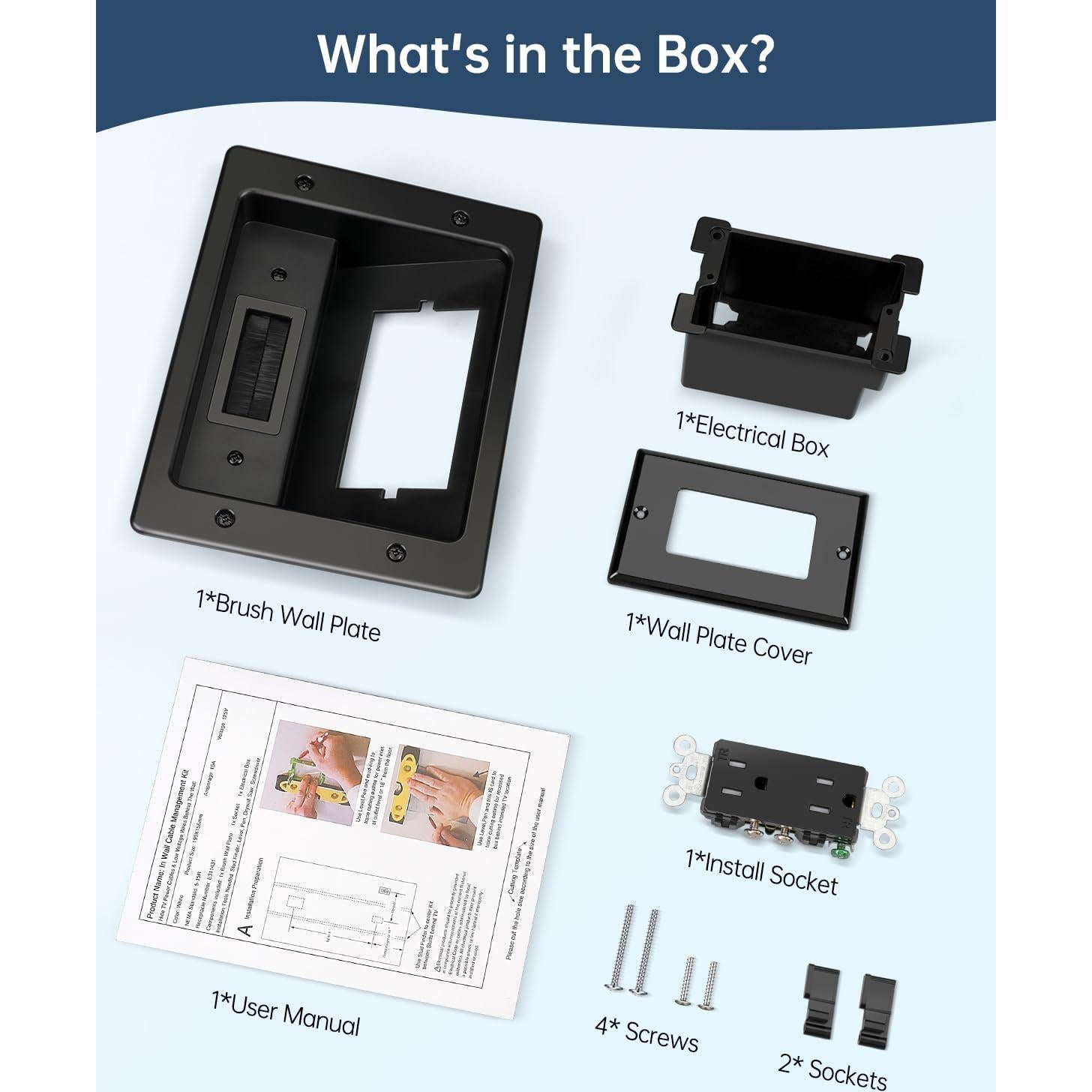 Kit de Manejo de Cables en Pared ELECPOW - Oculta Cables TV