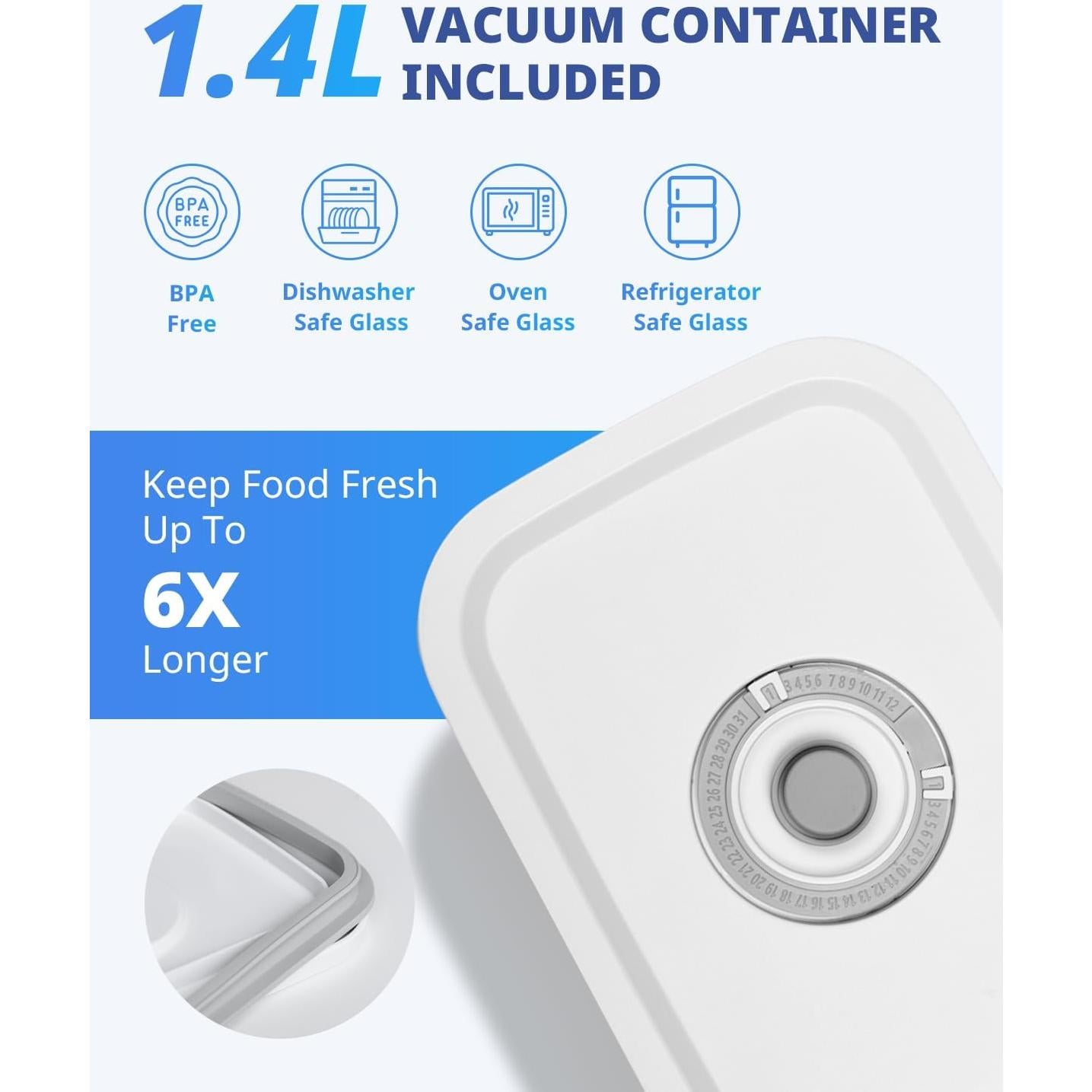 Sellador de Vacío AIRMSEN + Contenedor 1.4L + 11 Bolsas Reutilizables