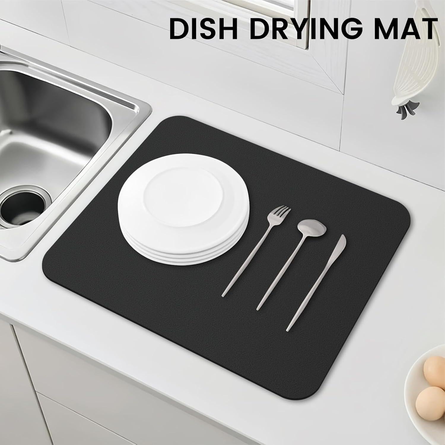WISELIFE Alfombrilla Secar Platos 46x38cm Absorbente Negro