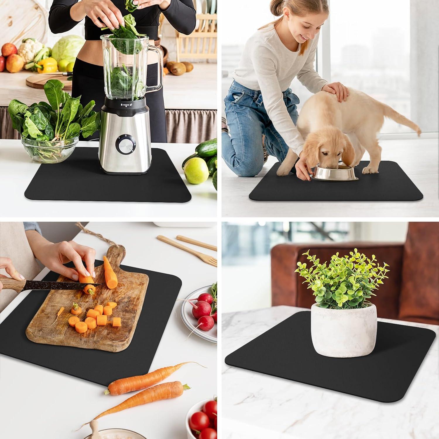 WISELIFE Alfombrilla Secar Platos 46x38cm Absorbente Negro