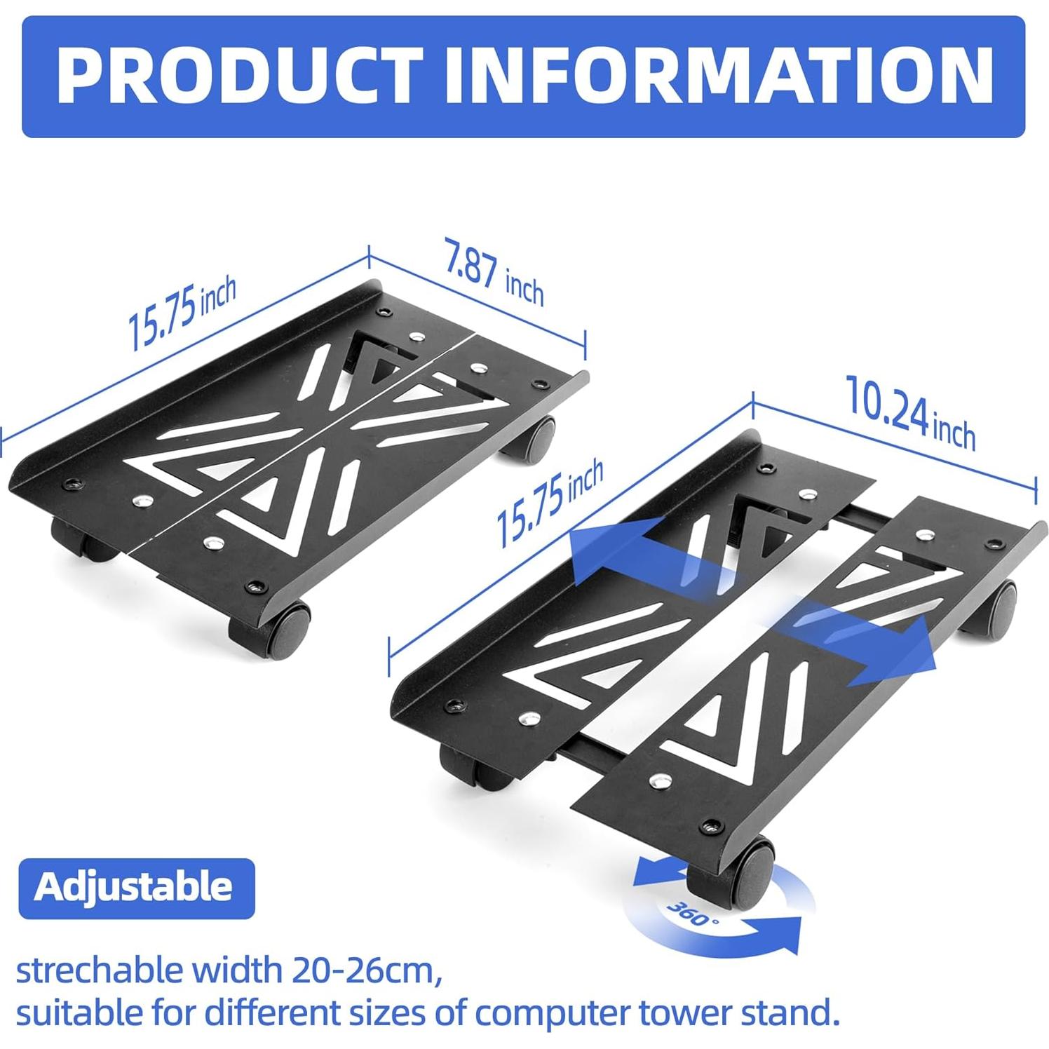 Soporte de CPU UCandy ajustable con ruedas 40x28,5 cm