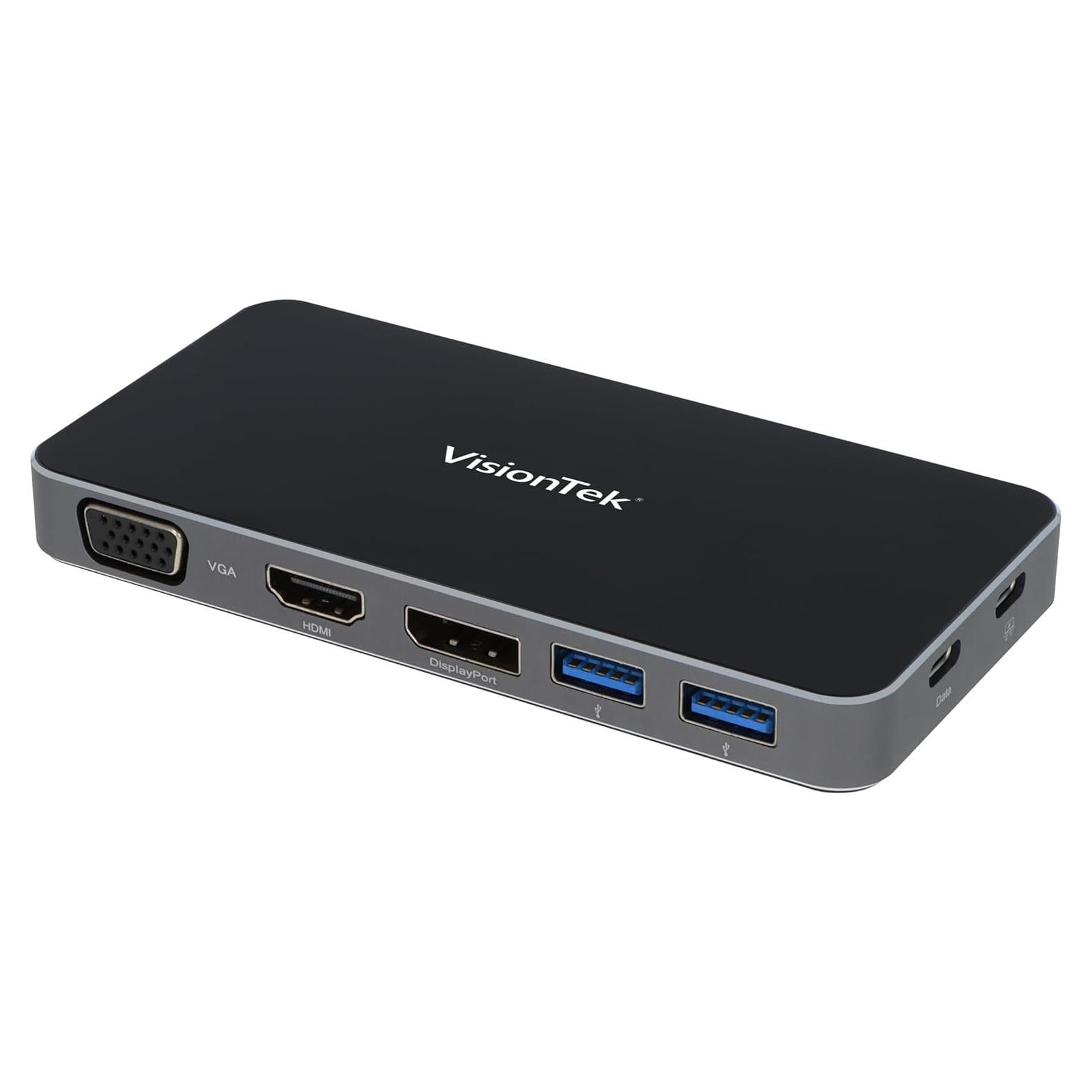 Hub USB-C VisionTek VT200 Doble Monitor HDMI DP VGA
