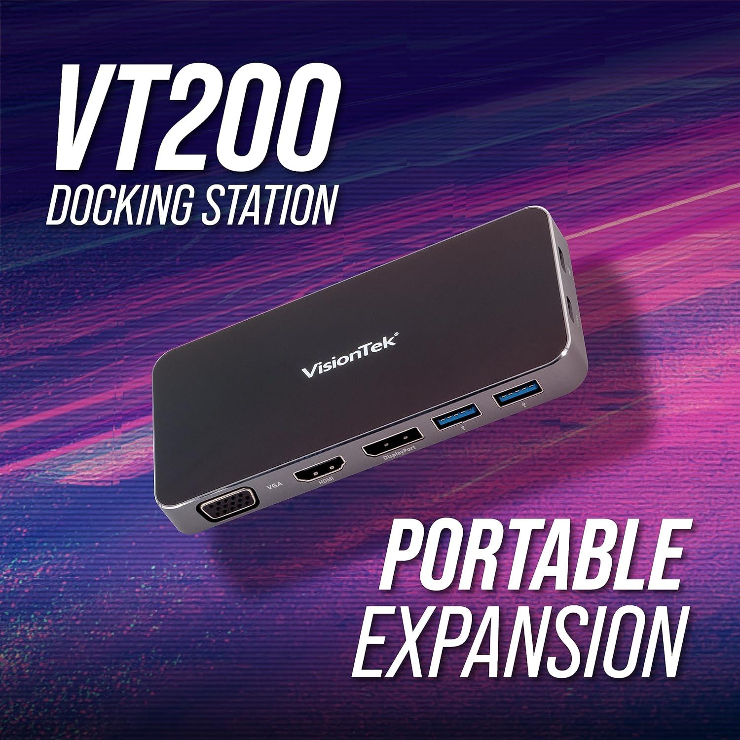 Hub USB-C VisionTek VT200 Doble Monitor HDMI DP VGA