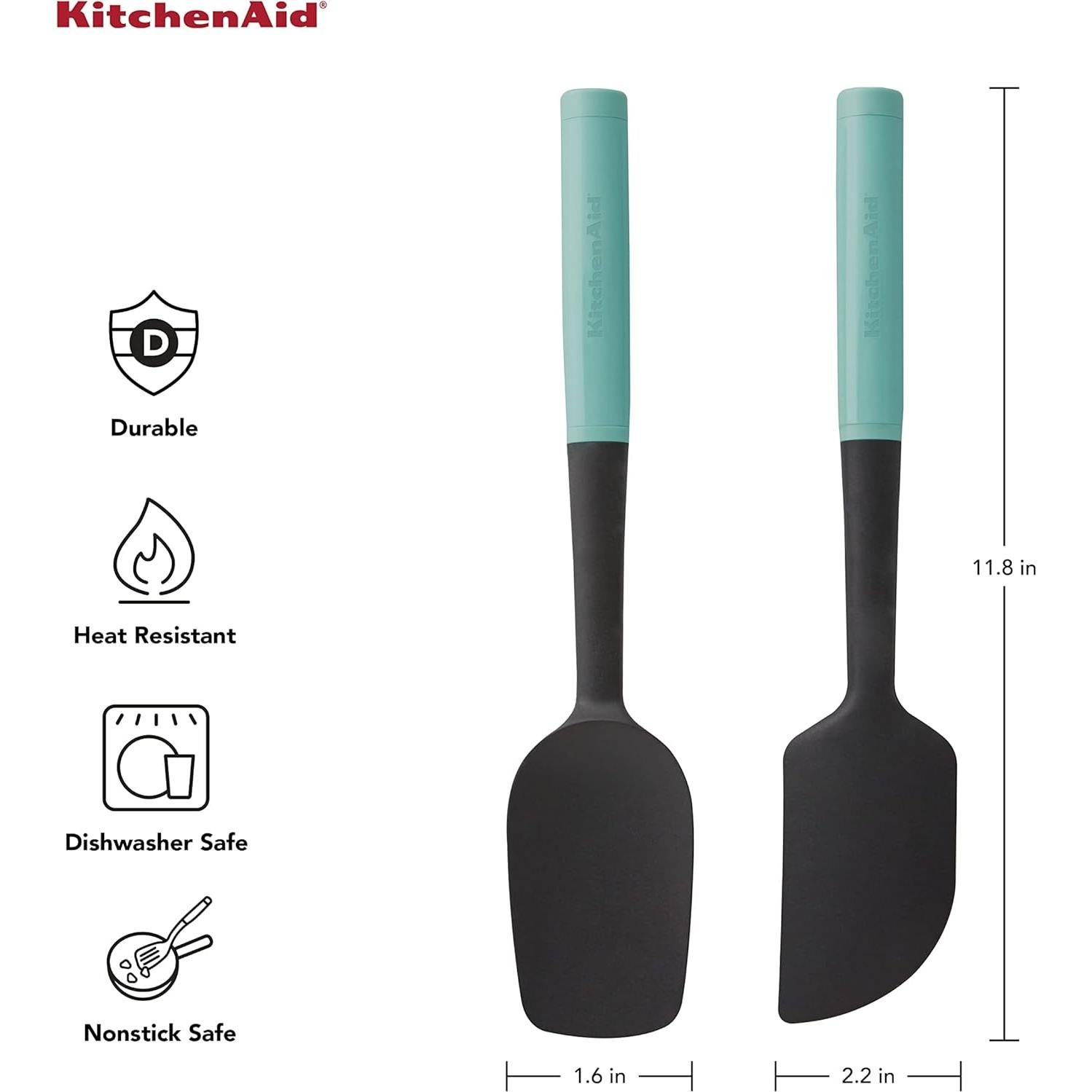 Juego de Espátulas KitchenAid 2 Piezas Aqua Sky Silicona