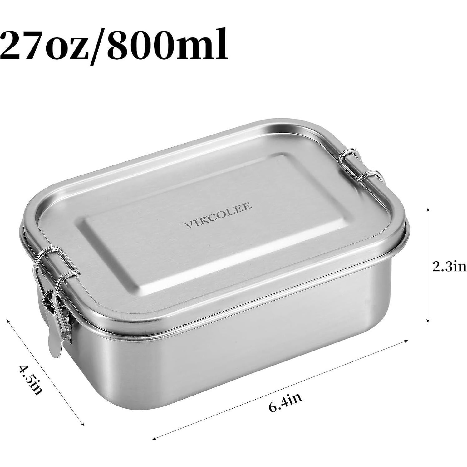 Caja Bento Acero Inoxidable VIKCOLEE 800ML A Prueba de Fugas